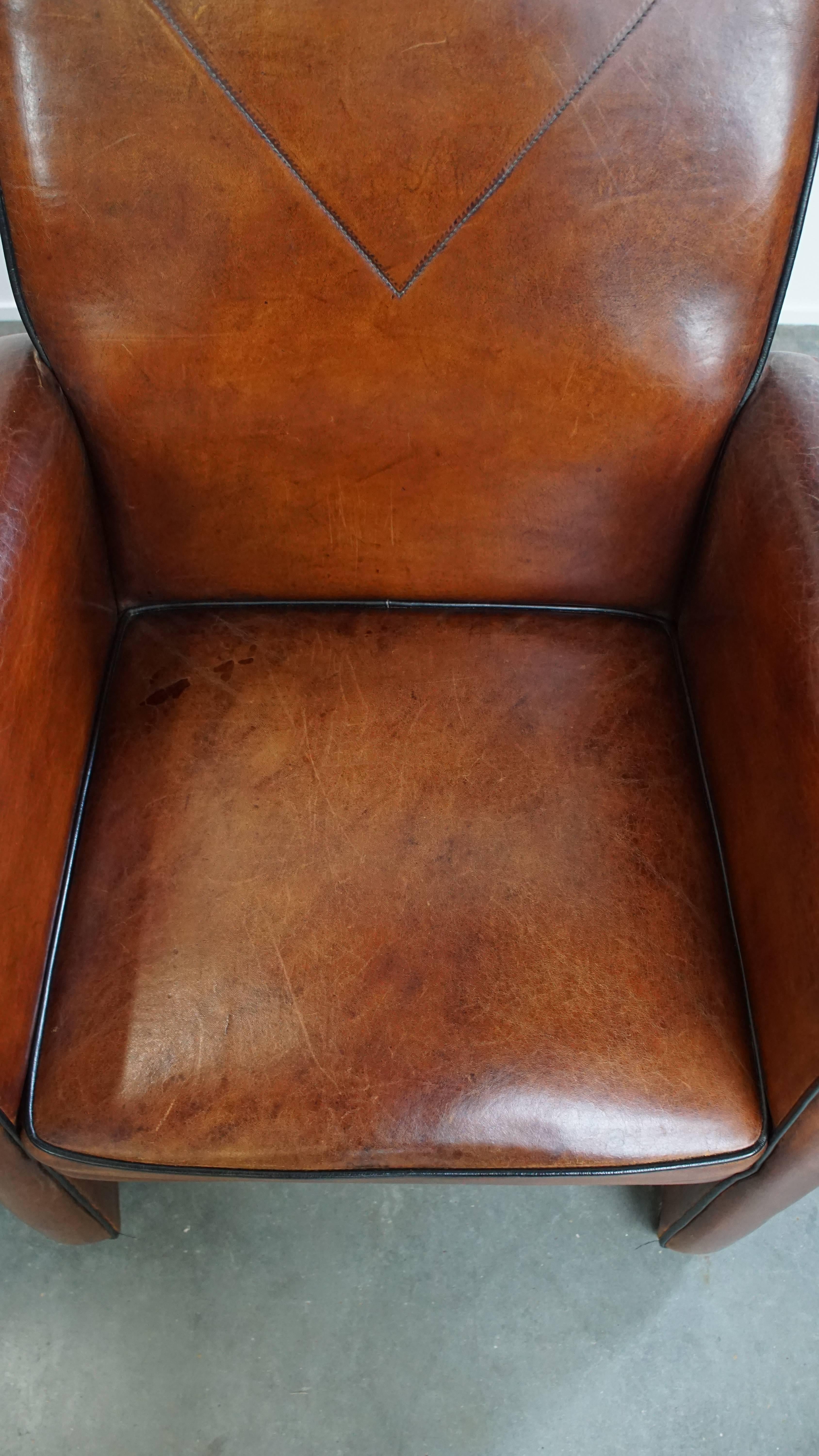 Vintage set of 6 sheepskin leather dining chairs on Wheels im Angebot 11