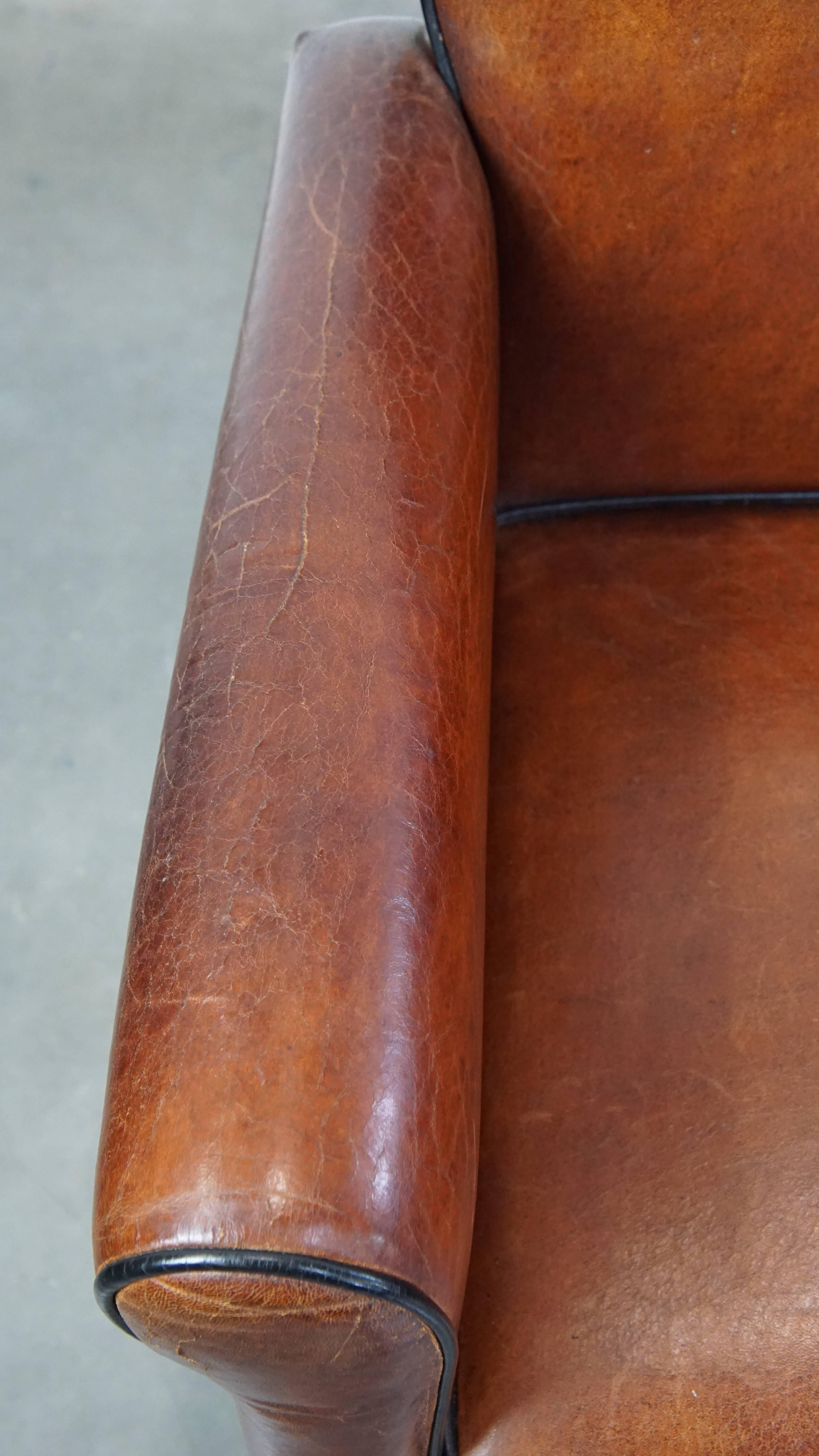 Vintage set of 6 sheepskin leather dining chairs on Wheels im Angebot 12