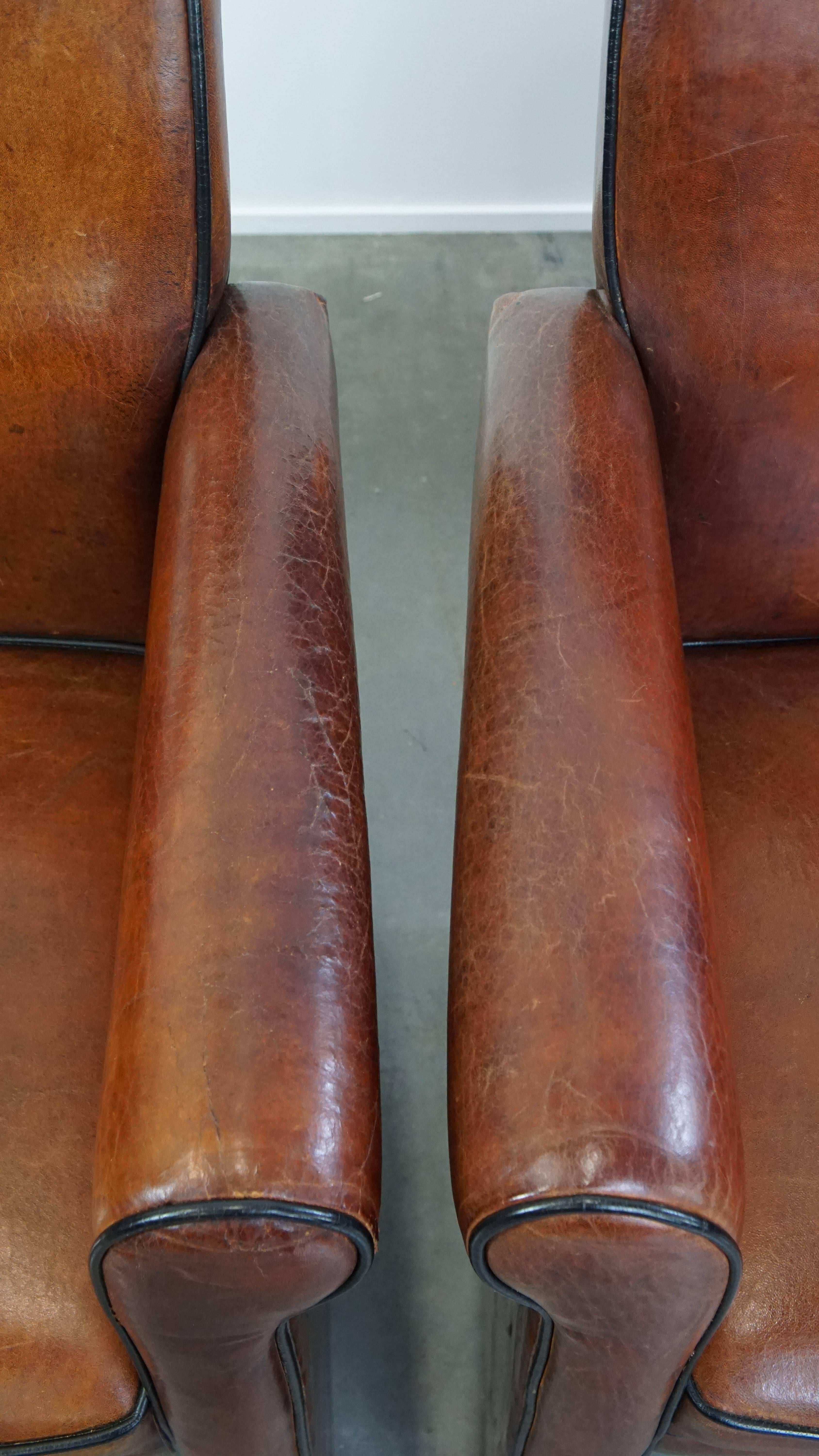 Vintage set of 6 sheepskin leather dining chairs on Wheels im Angebot 13
