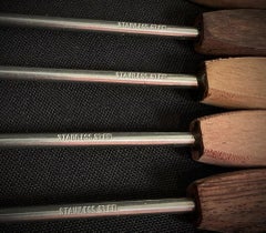 Vintage Set of 6 Stainless Steel Fondue Forks – Brown Handles - 2Y449