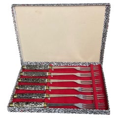 Ensemble vintage de 6 fourchettes en acier inoxydable dans leur boîte d'origine, 20ème siècle - 2Y538
