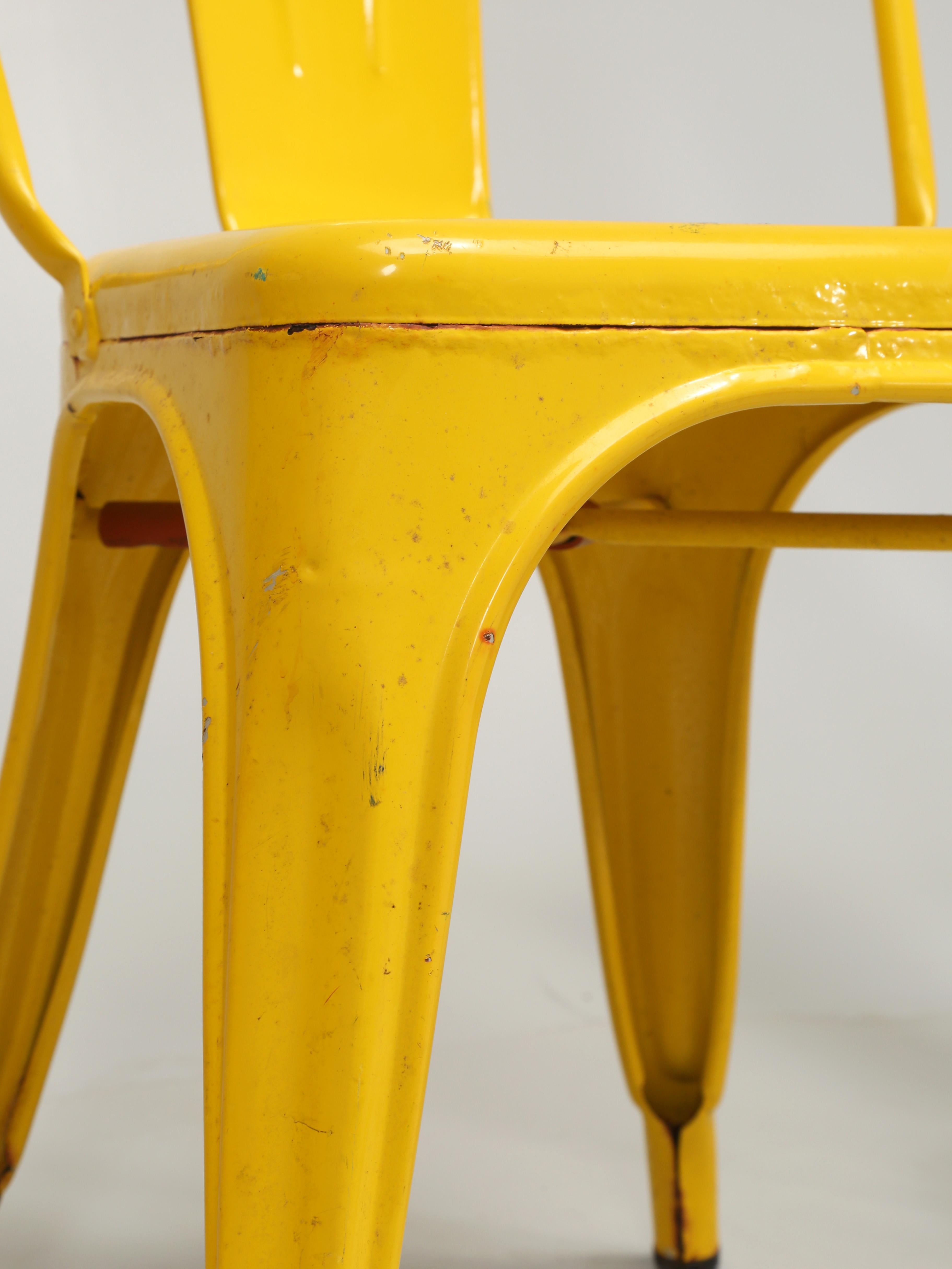 Set of '6' Vintage Yellow Tolix Stacking Dining Chairs for Indoors or Outdoor For Sale 5