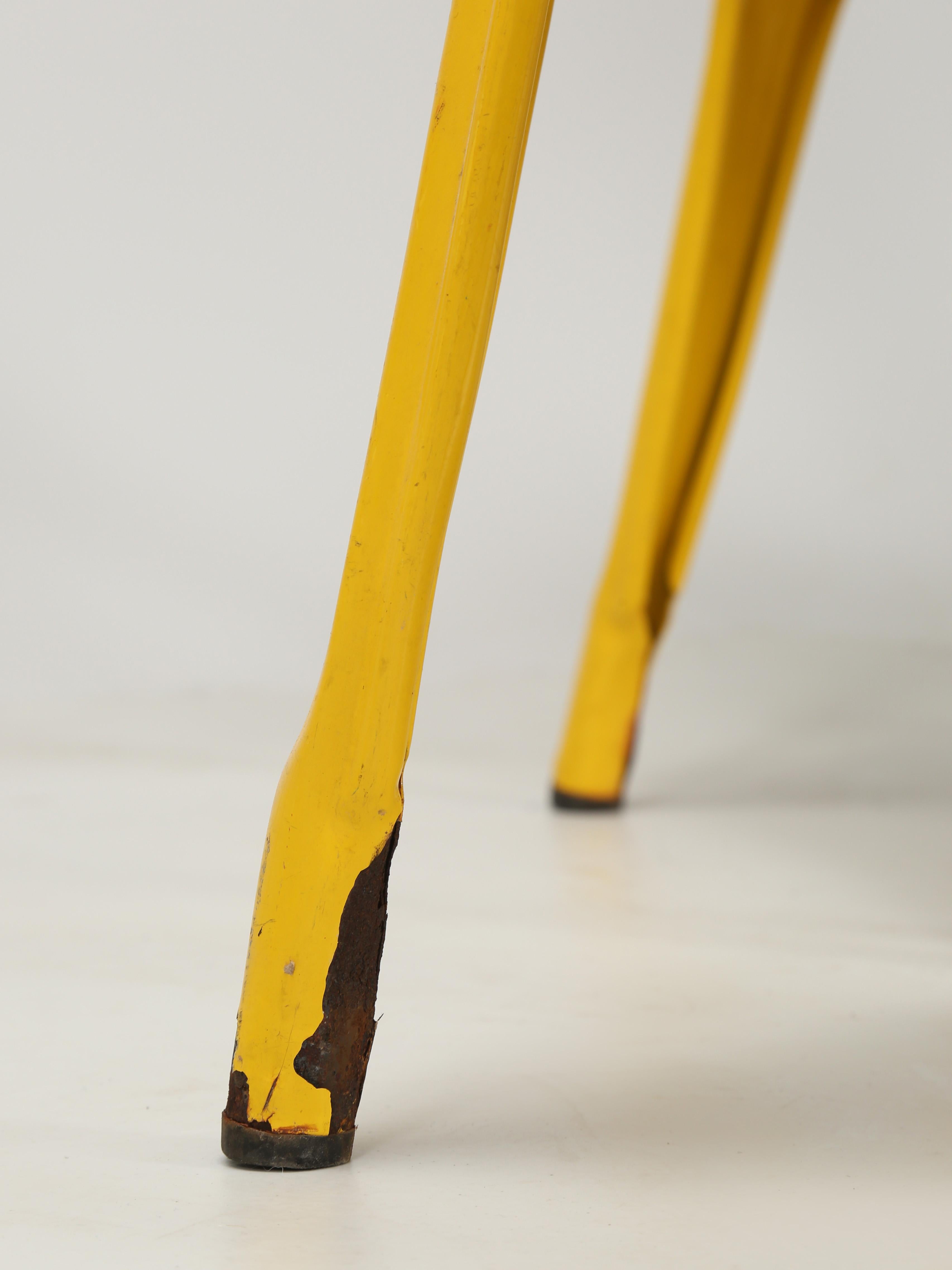 Set of '6' Vintage Yellow Tolix Stacking Dining Chairs for Indoors or Outdoor For Sale 9