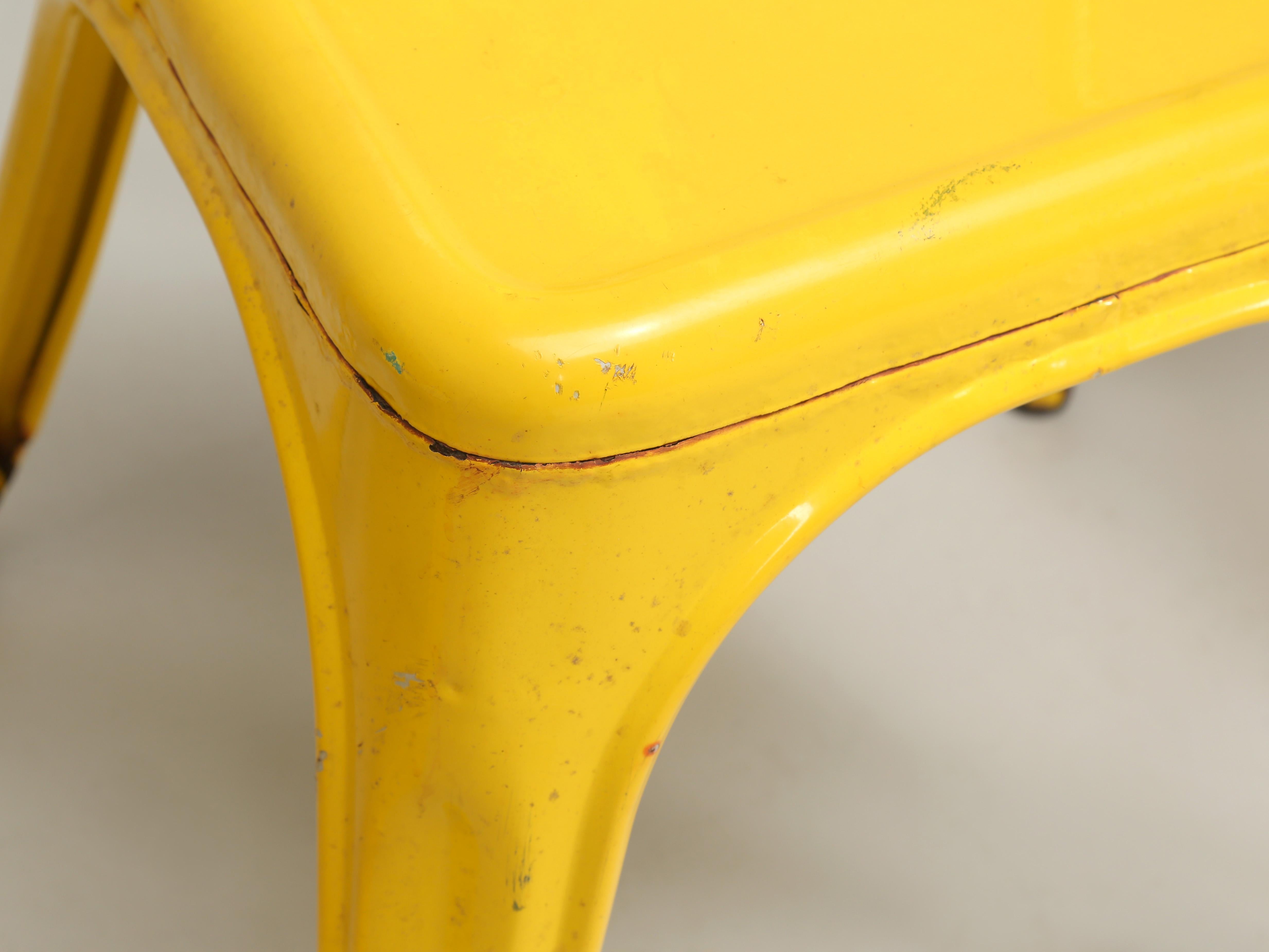 Set of '6' Vintage Yellow Tolix Stacking Dining Chairs for Indoors or Outdoor For Sale 1