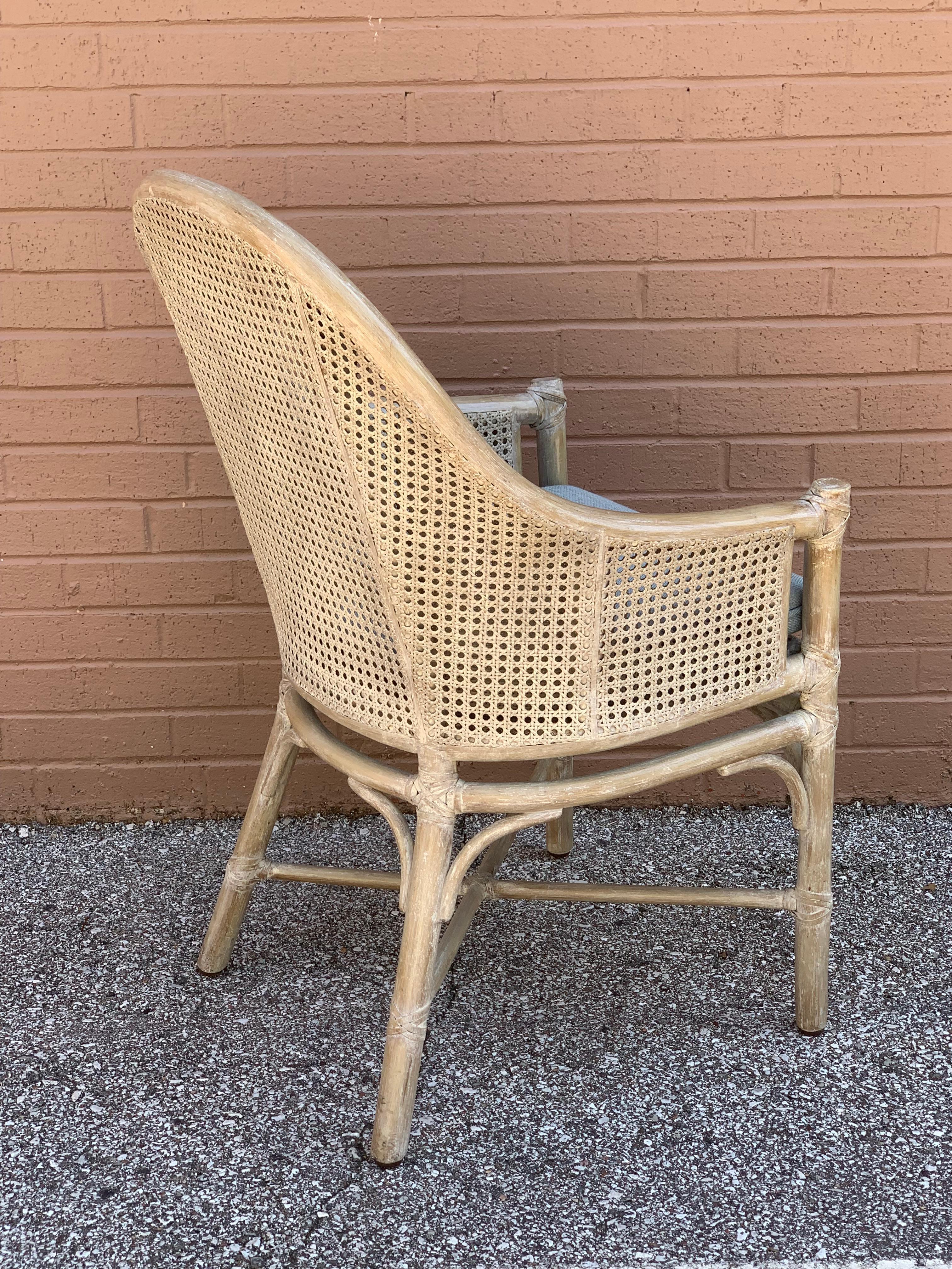 Vintage set of 6 Tropical Vibe McGuire Rattan & Cane Dining Chairs c. 1970s For Sale 5