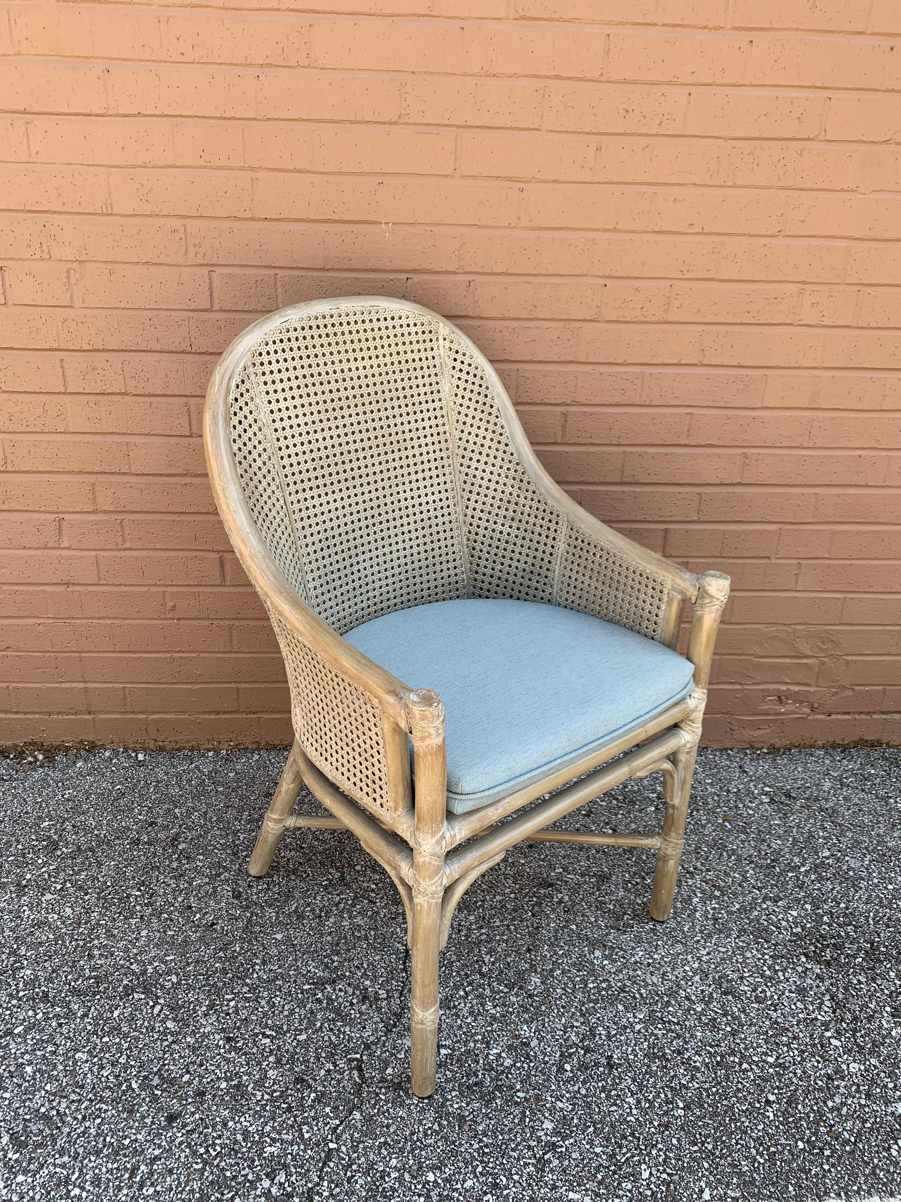 Vintage set of 6 Tropical Vibe McGuire Rattan & Cane Dining Chairs c. 1970s For Sale 8