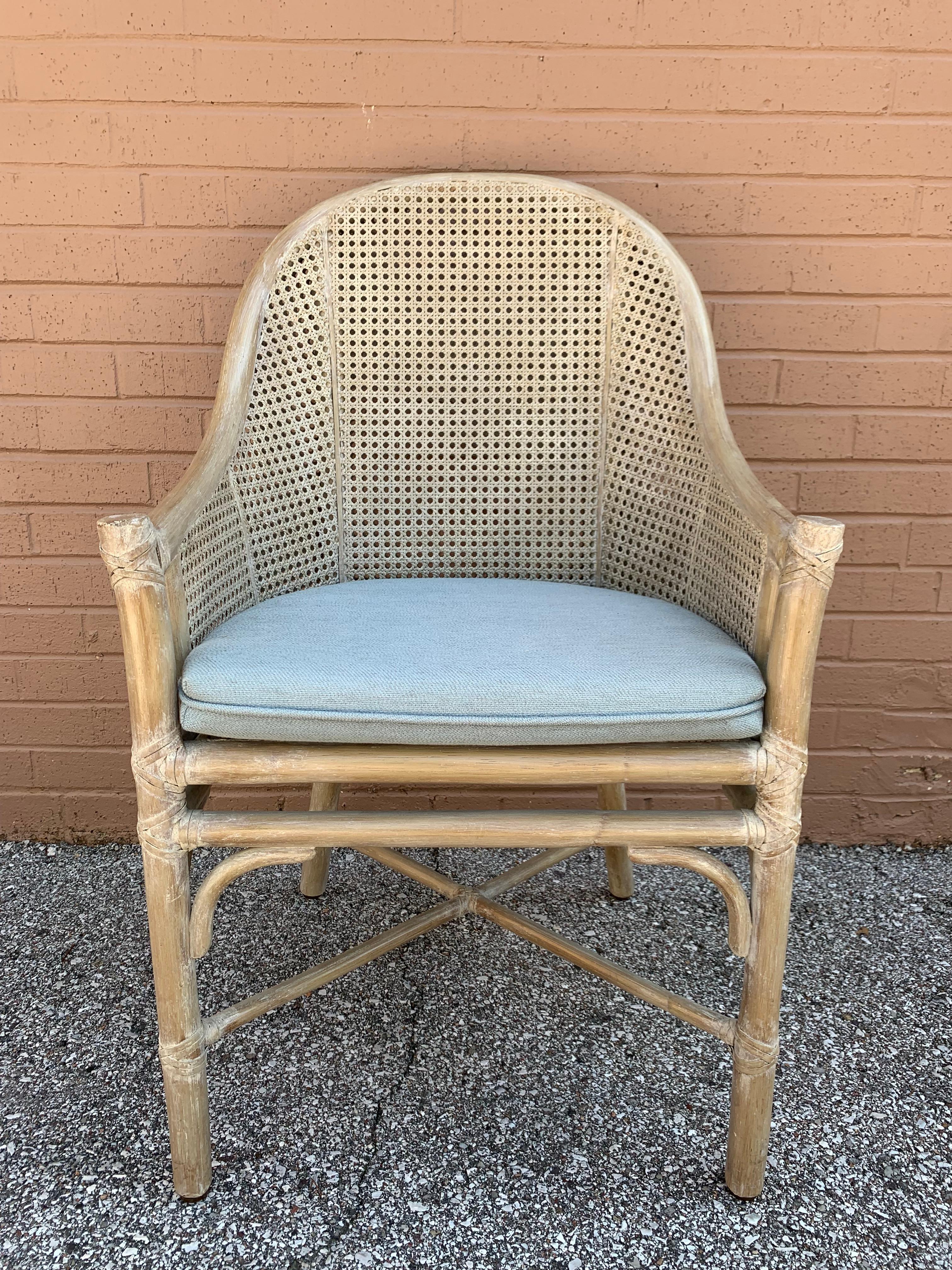 Vintage set of 6 Tropical Vibe McGuire Rattan & Cane Dining Chairs c. 1970s For Sale 9
