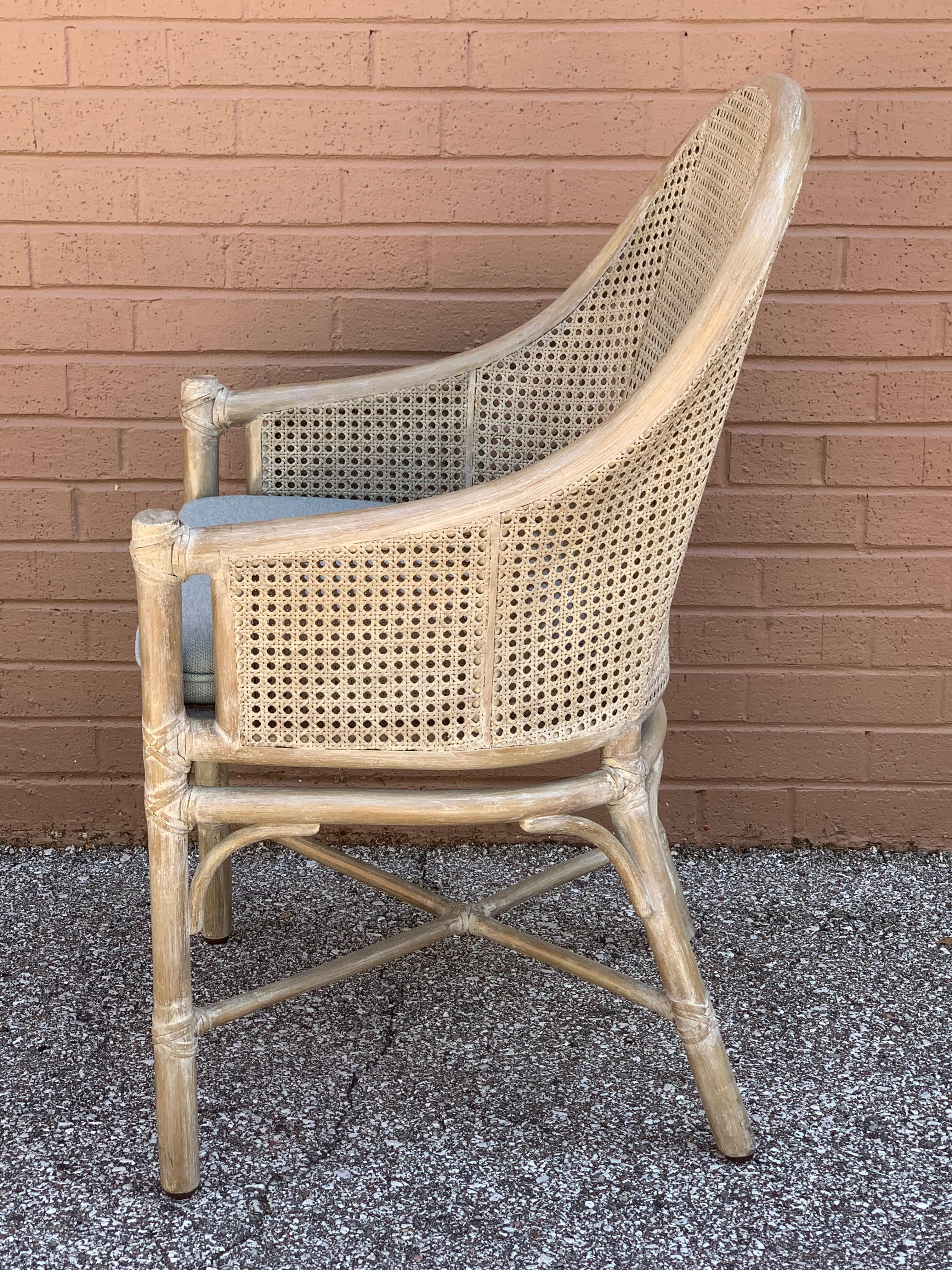 Vintage set of 6 Tropical Vibe McGuire Rattan & Cane Dining Chairs c. 1970s For Sale 1