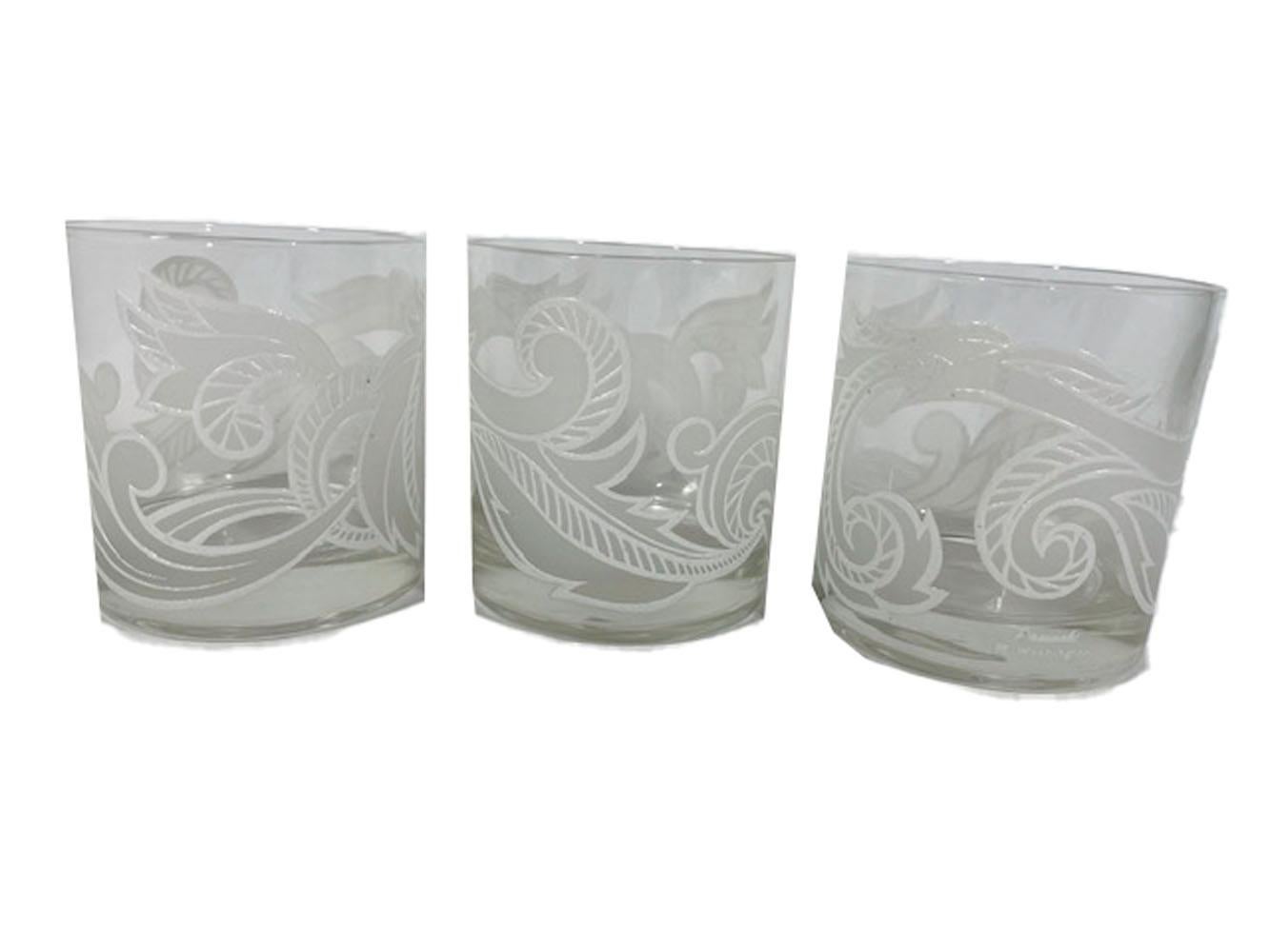 Mid-Century Modern Vintage Set of 6 Washington Glass Rocks Glasses Designed by Irene Pasinski For Sale