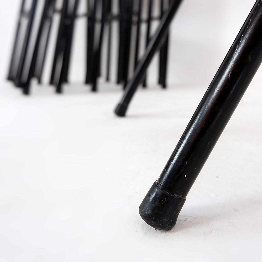 Vintage Set of 7 folding chair in metal and wood - 1960s For Sale 1