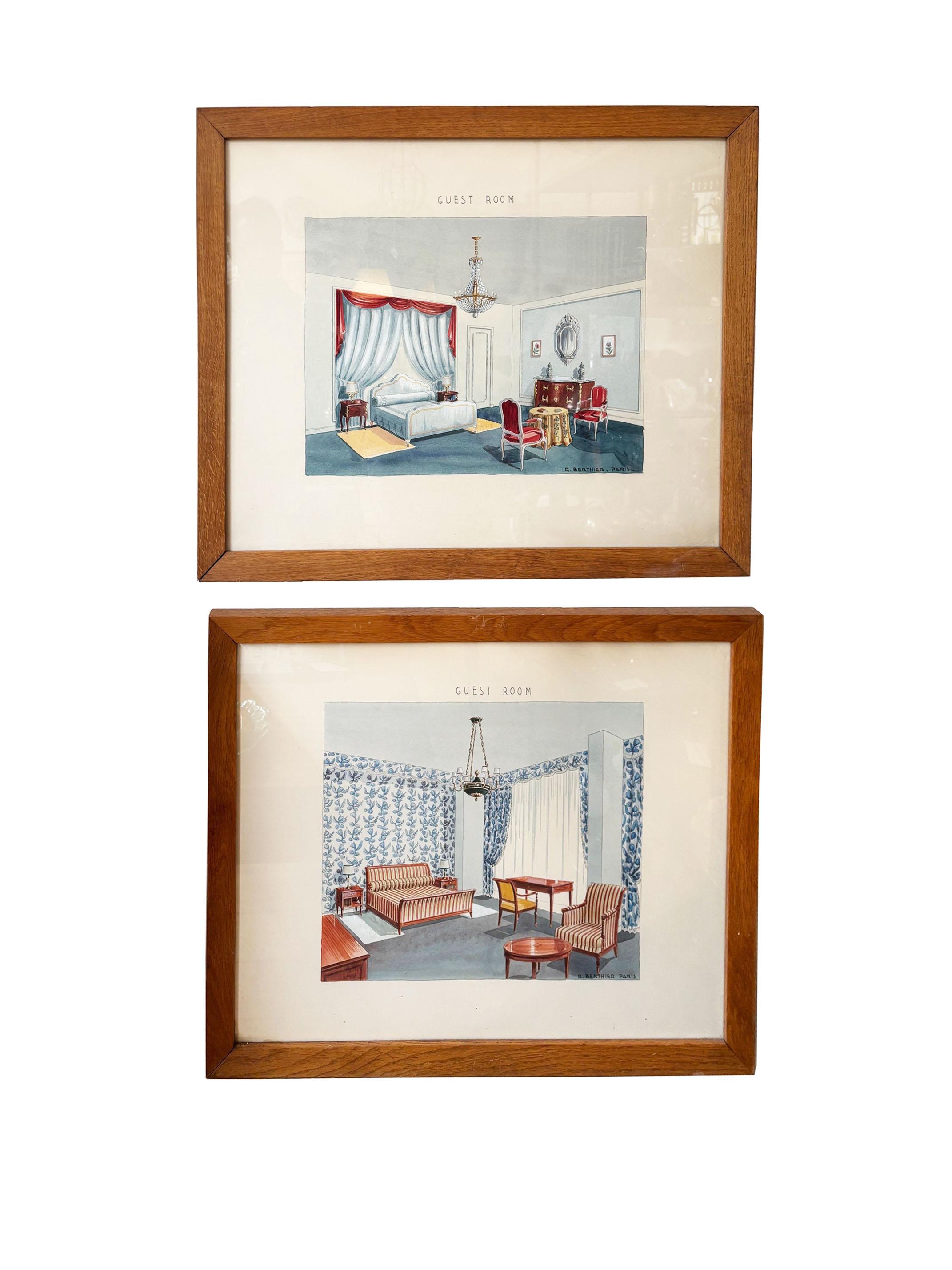 Vintage Set von 7 Französisch Aquarell Design Renderings Wandkunst von R Berthier im Angebot 4