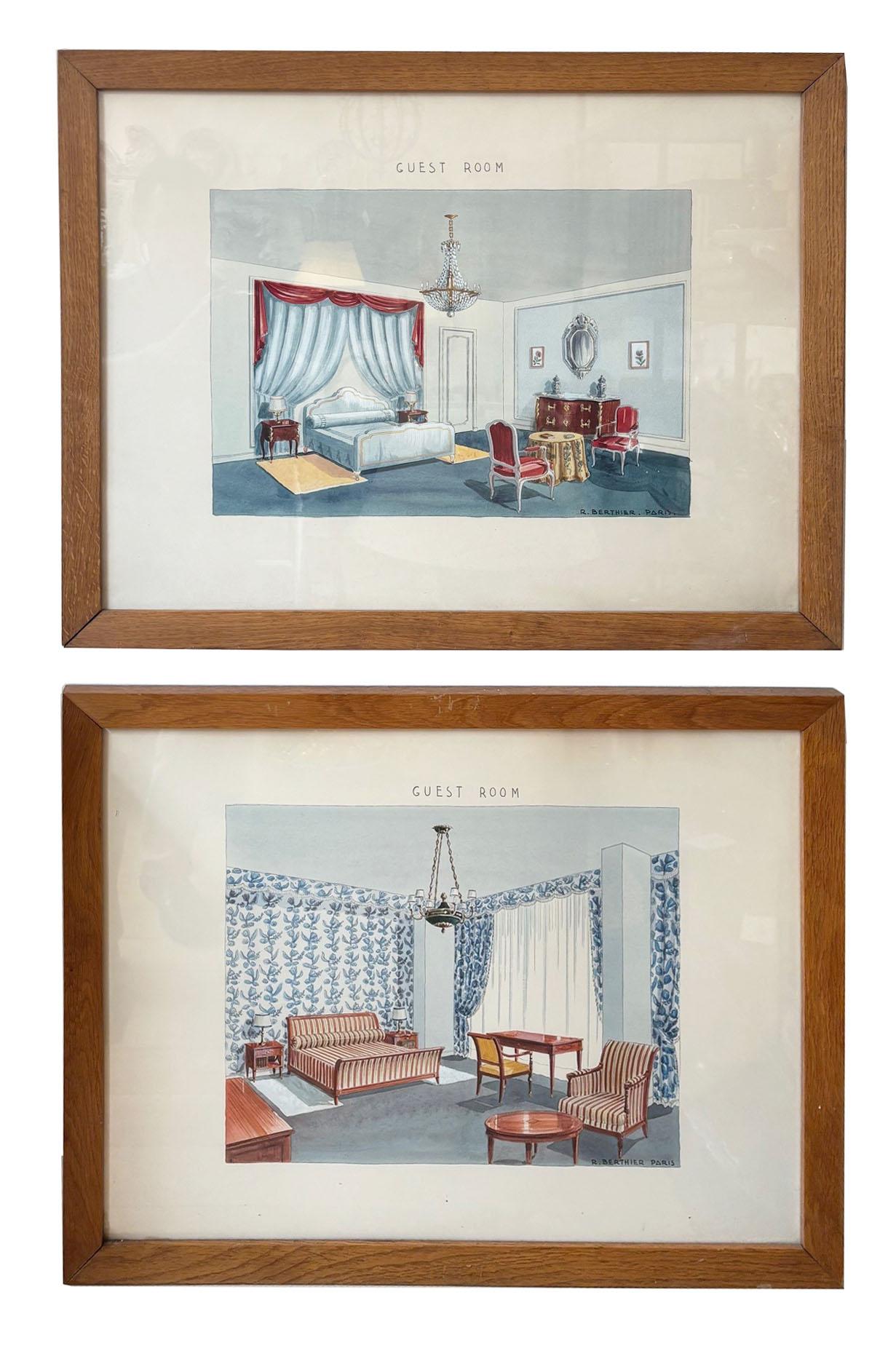 Vintage Set von 7 Französisch Aquarell Design Renderings Wandkunst von R Berthier im Angebot 6