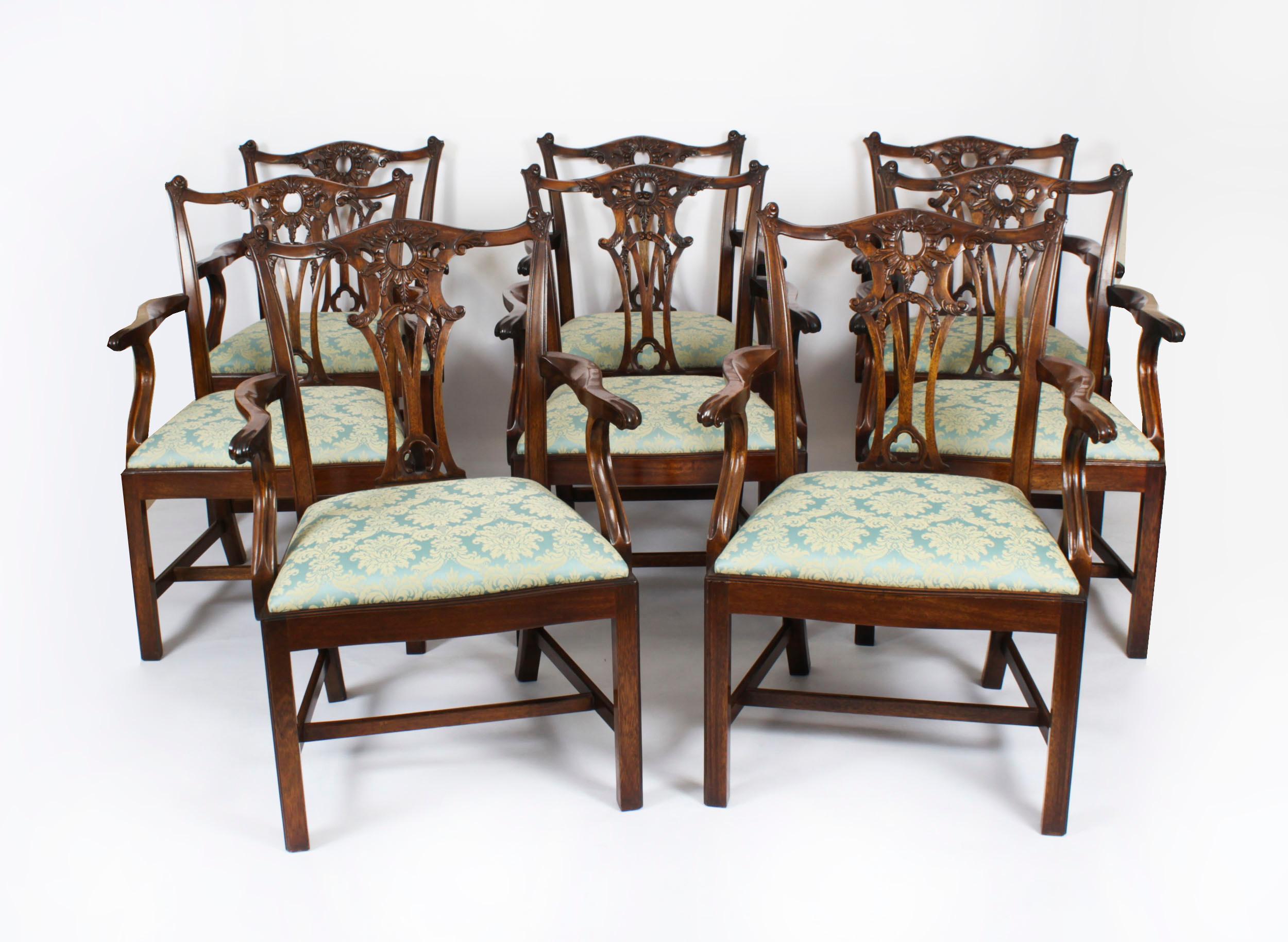 Ensemble vintage de 8 fauteuils néo- Chippendale 20ème siècle en vente 11