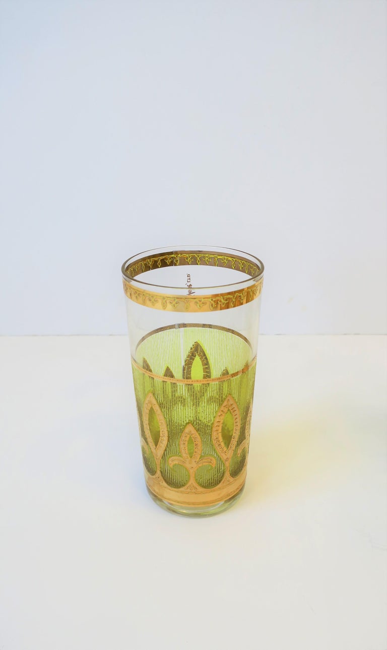 Vintage Designer Yellow and Gold Highball Cocktail Glasses, circa 1960s