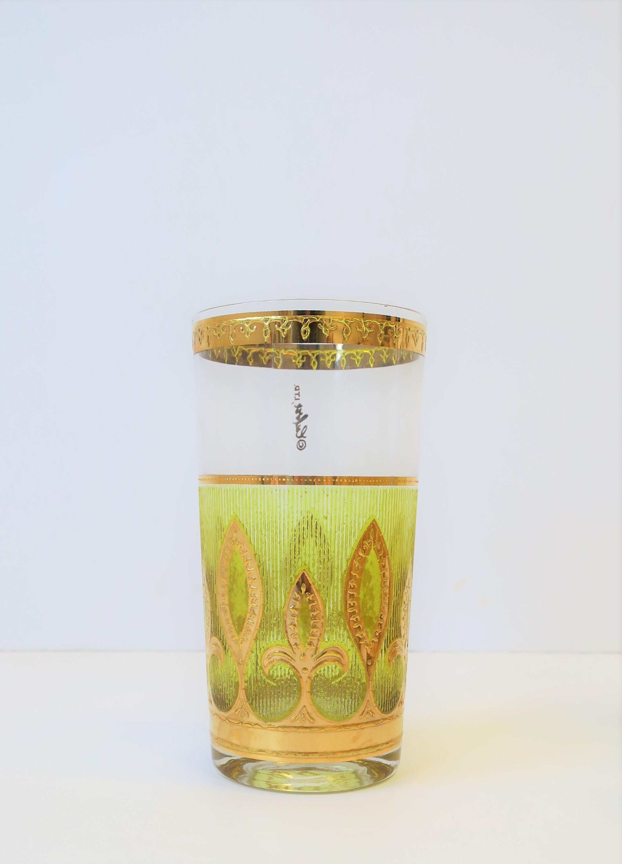 '60s Designer Set of Yellow and Gold Highball Cocktail Glasses 3