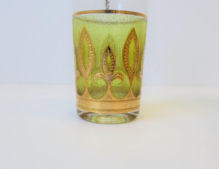 Vintage Set of 8 Designer Yellow and Gold Highball Glasses, circa 1960s