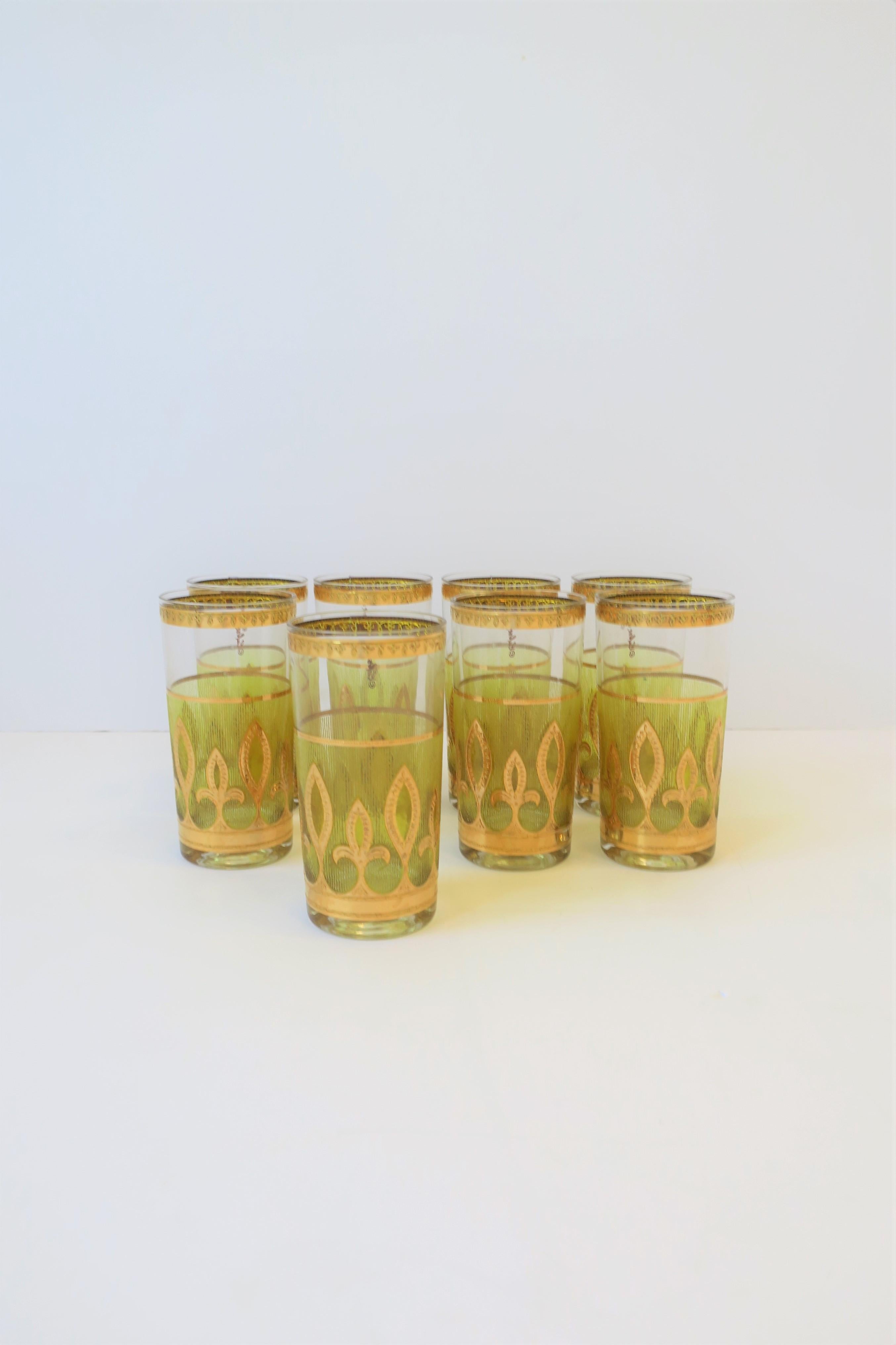 Mid-20th Century '60s Designer Set of Yellow and Gold Highball Cocktail Glasses