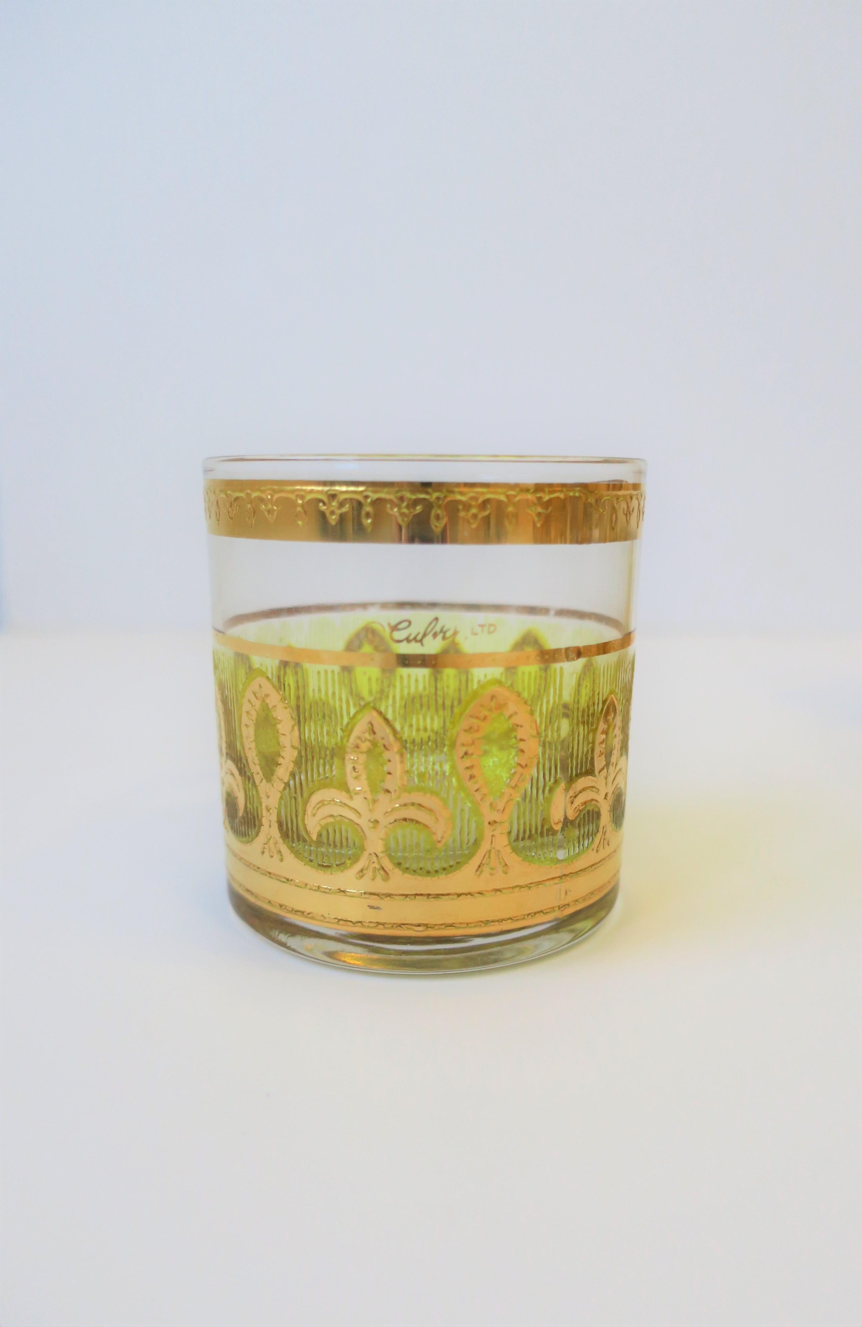 '60s Designer Set of Yellow and Gold Rocks' Cocktail Glasses 3