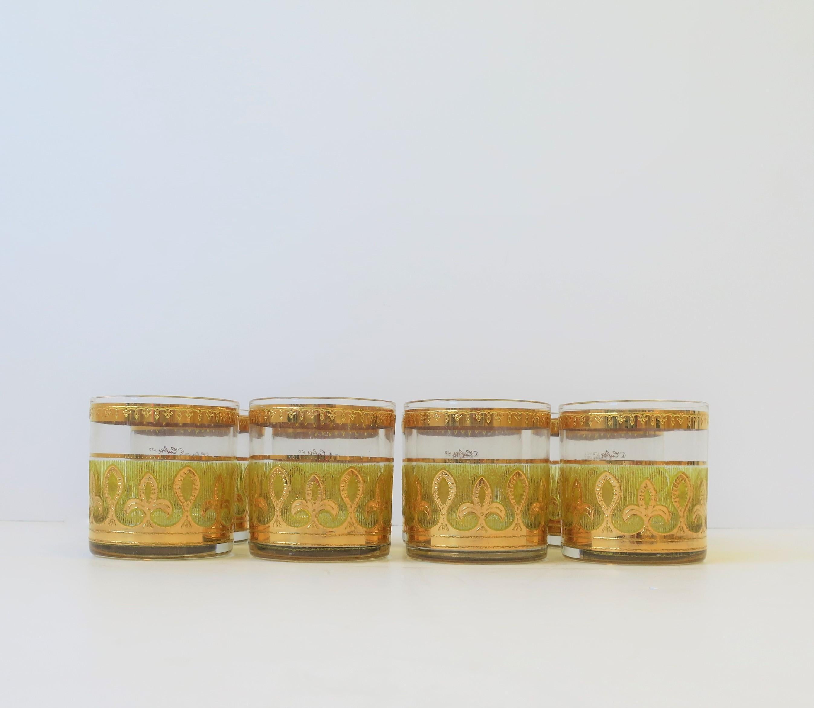 Mid-20th Century '60s Designer Set of Yellow and Gold Rocks' Cocktail Glasses