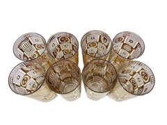 Vintage Set of 8 Georges Briard Golden Celeste Highball Glasses with 22k Gold