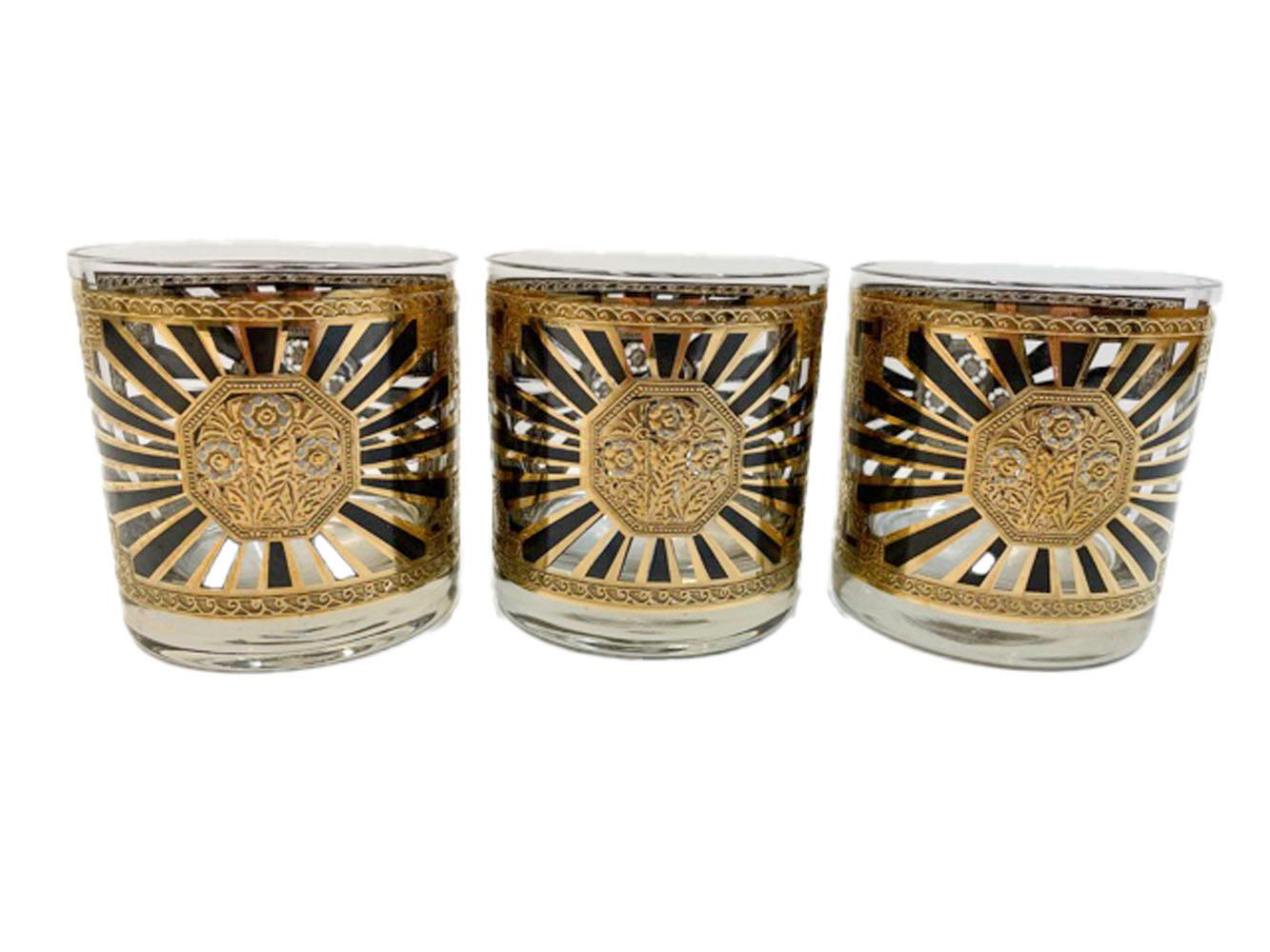 American Vintage Set of 8 Georges Briard Rocks Glasses in the Art Deco Pattern