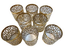 Vintage Set of 8 Imperial Glass Company Rocks Glasses in the Shoji Pattern