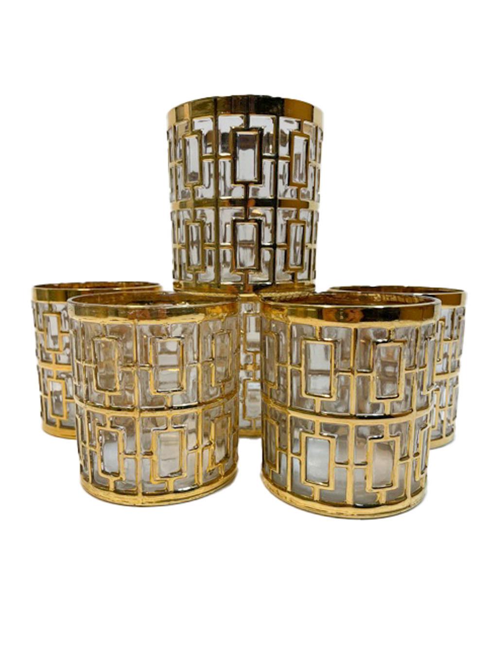 XX secolo Set vintage di 8 bicchieri da ghiaccio dell'Imperial Glass Company con motivo Shoji