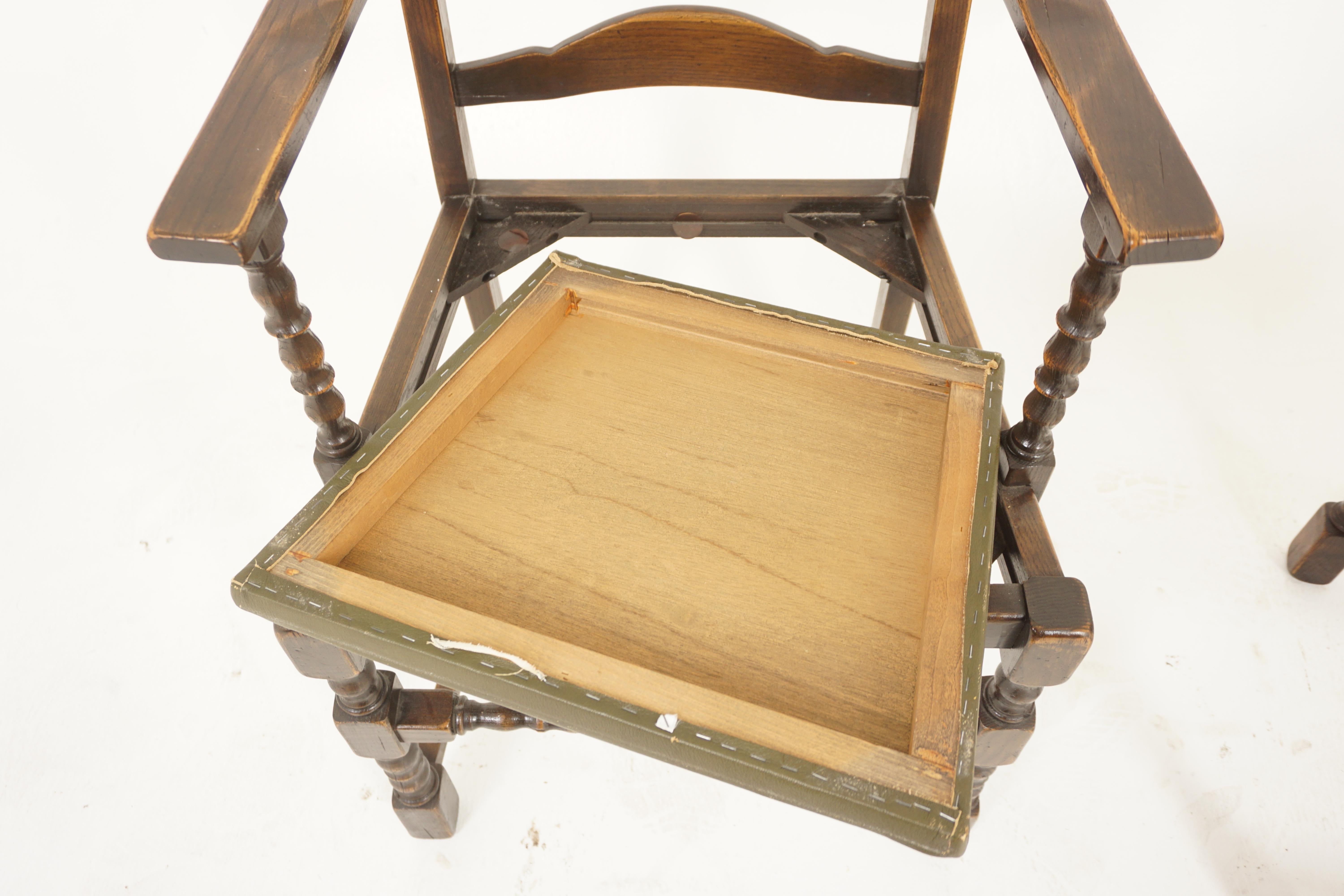 Vintage Set Of 8 Oak Ladder Back Dining Chairs, Scotland 1930, H1175 3