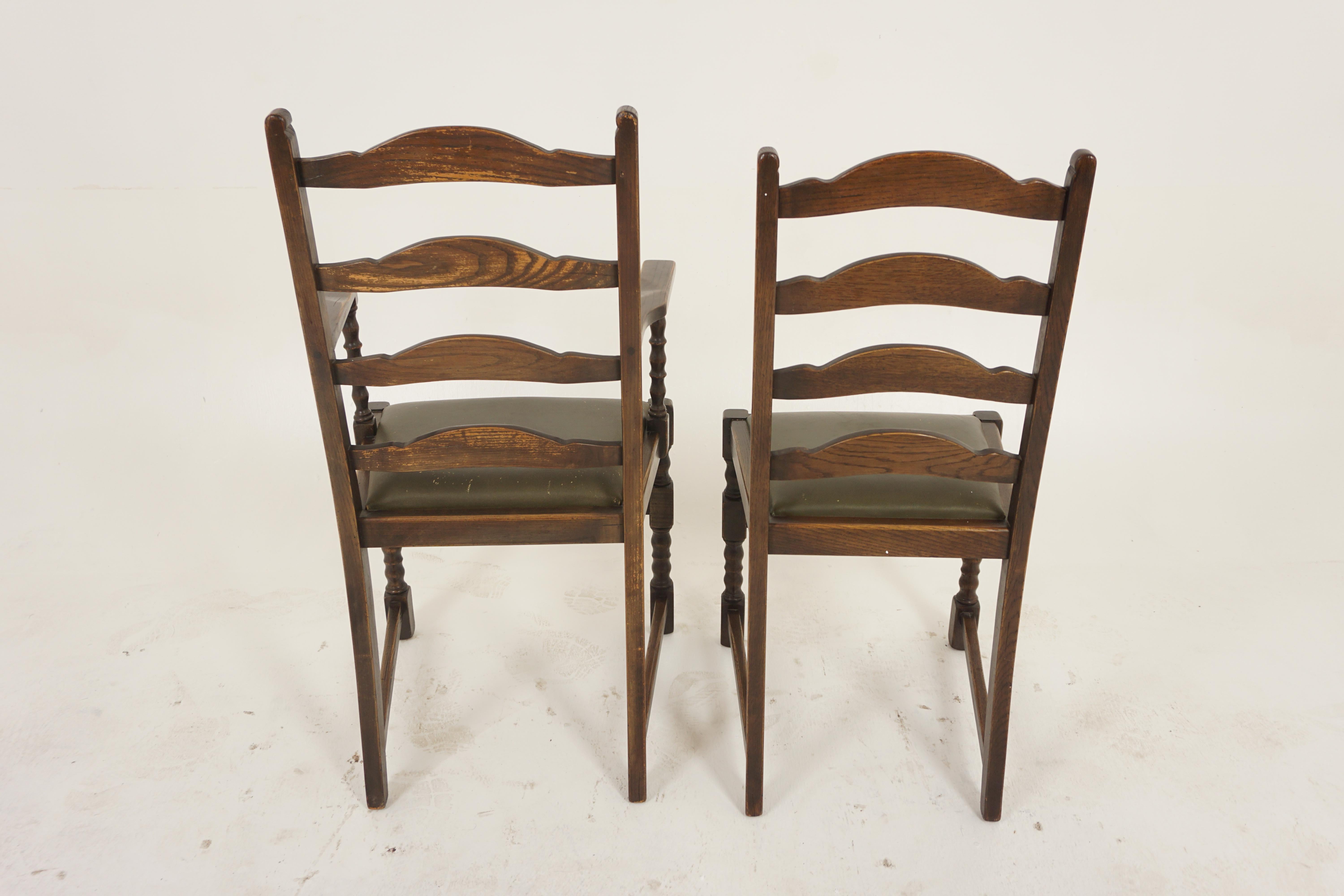 Vintage Set Of 8 Oak Ladder Back Dining Chairs, Scotland 1930, H1175 2