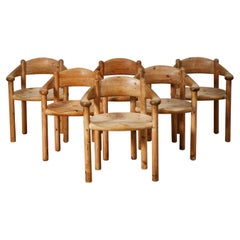 Conjunto vintage de 8 sillas de madera, años 70