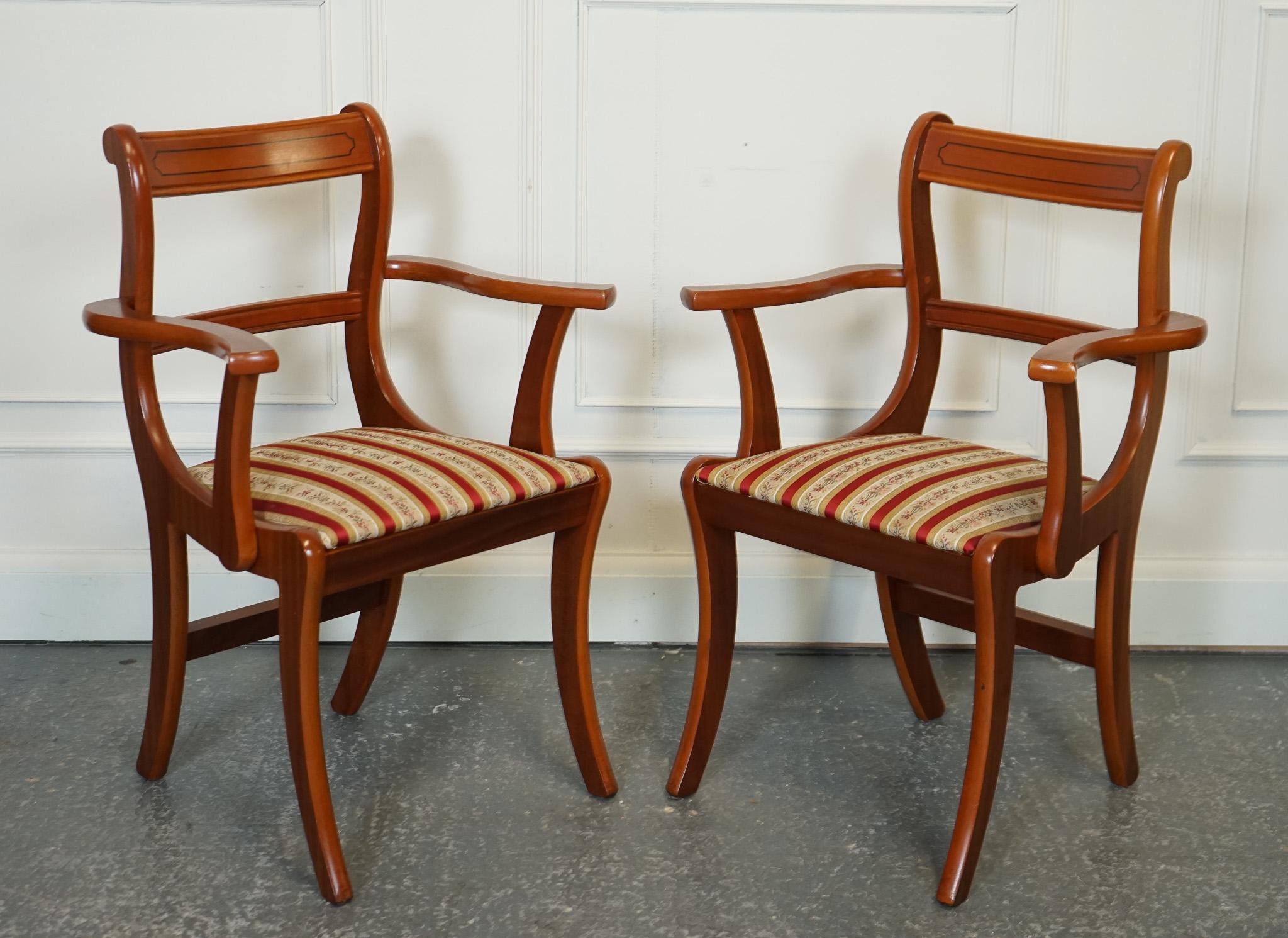 VINTAGE SET OF 8 YEW WOOD DINING CHAiRS J1 For Sale 6
