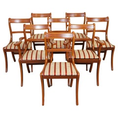 VINTAGE SET OF 8 YEW WOOD DINING CHAiRS J1
