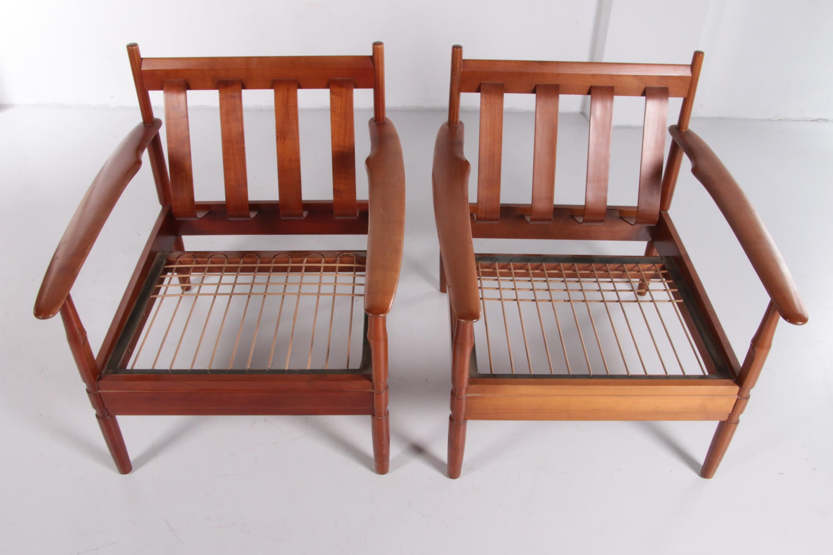 Fabric Grete Jalk Armchairs Made by France and Son  1960 Denmark For Sale
