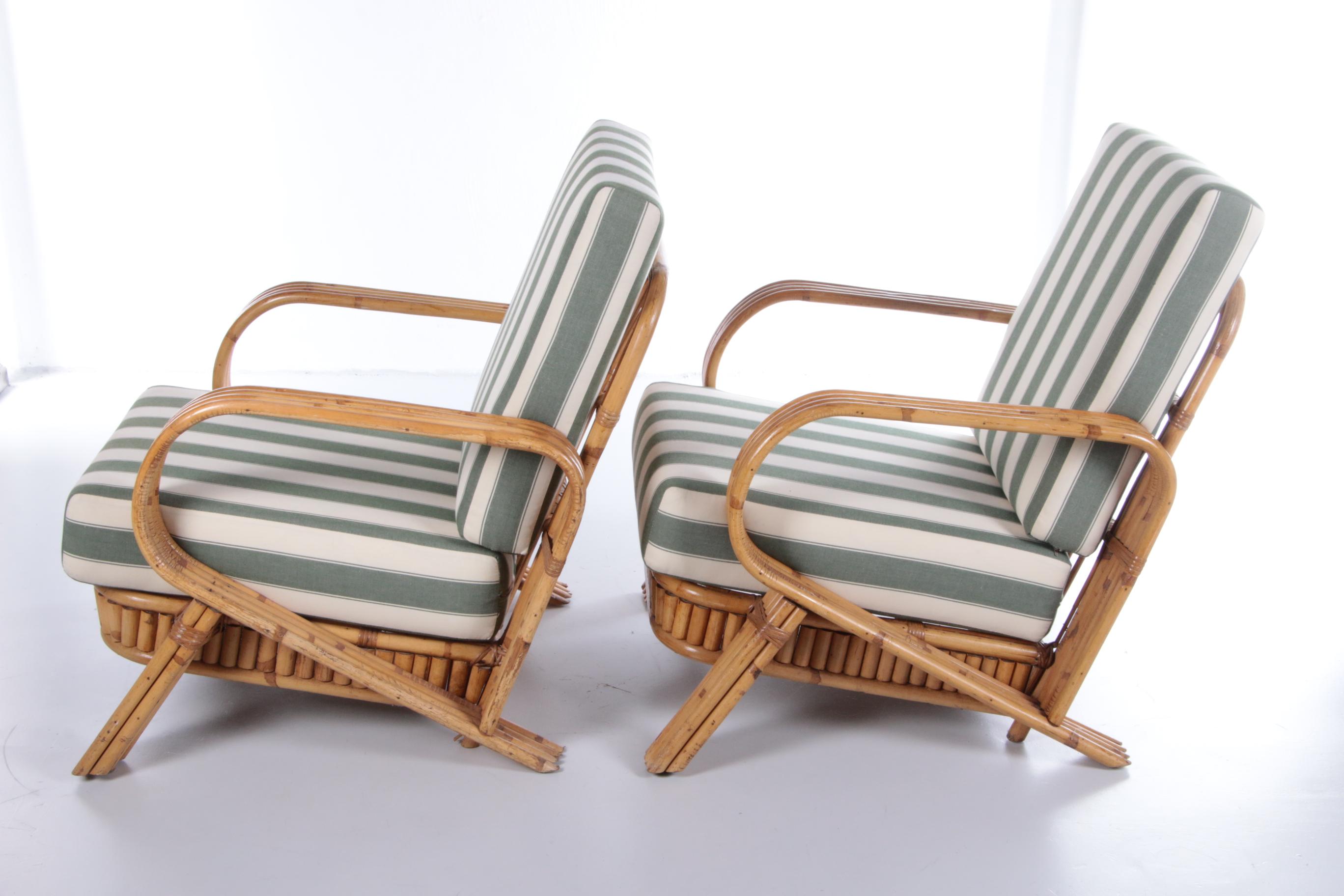 Mid-Century Modern Vintage Set of Bamboo Lounge Armchairs by Paul Frankl, 1960s