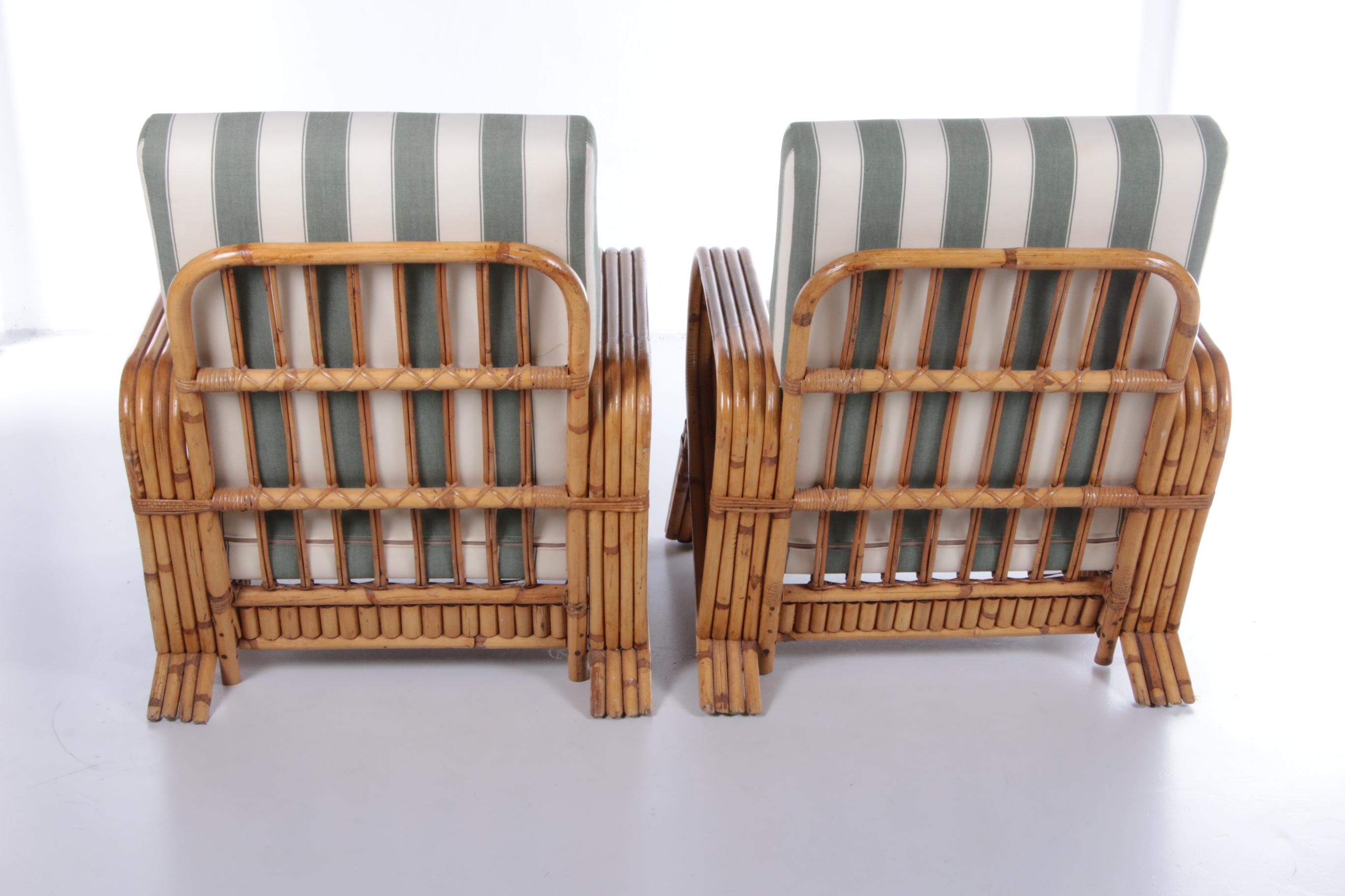 French Vintage Set of Bamboo Lounge Armchairs by Paul Frankl, 1960s