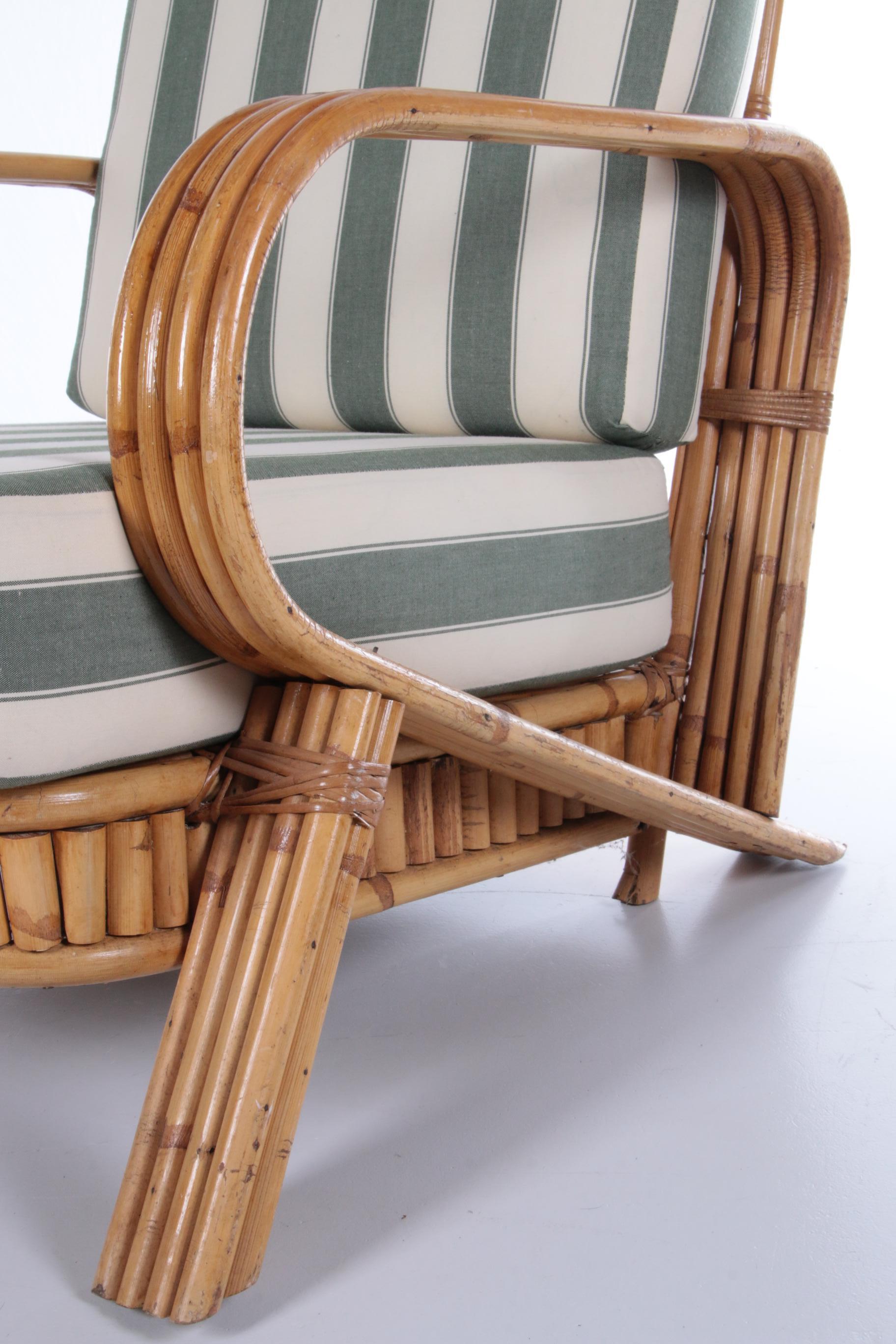 Cotton Vintage Set of Bamboo Lounge Armchairs by Paul Frankl, 1960s