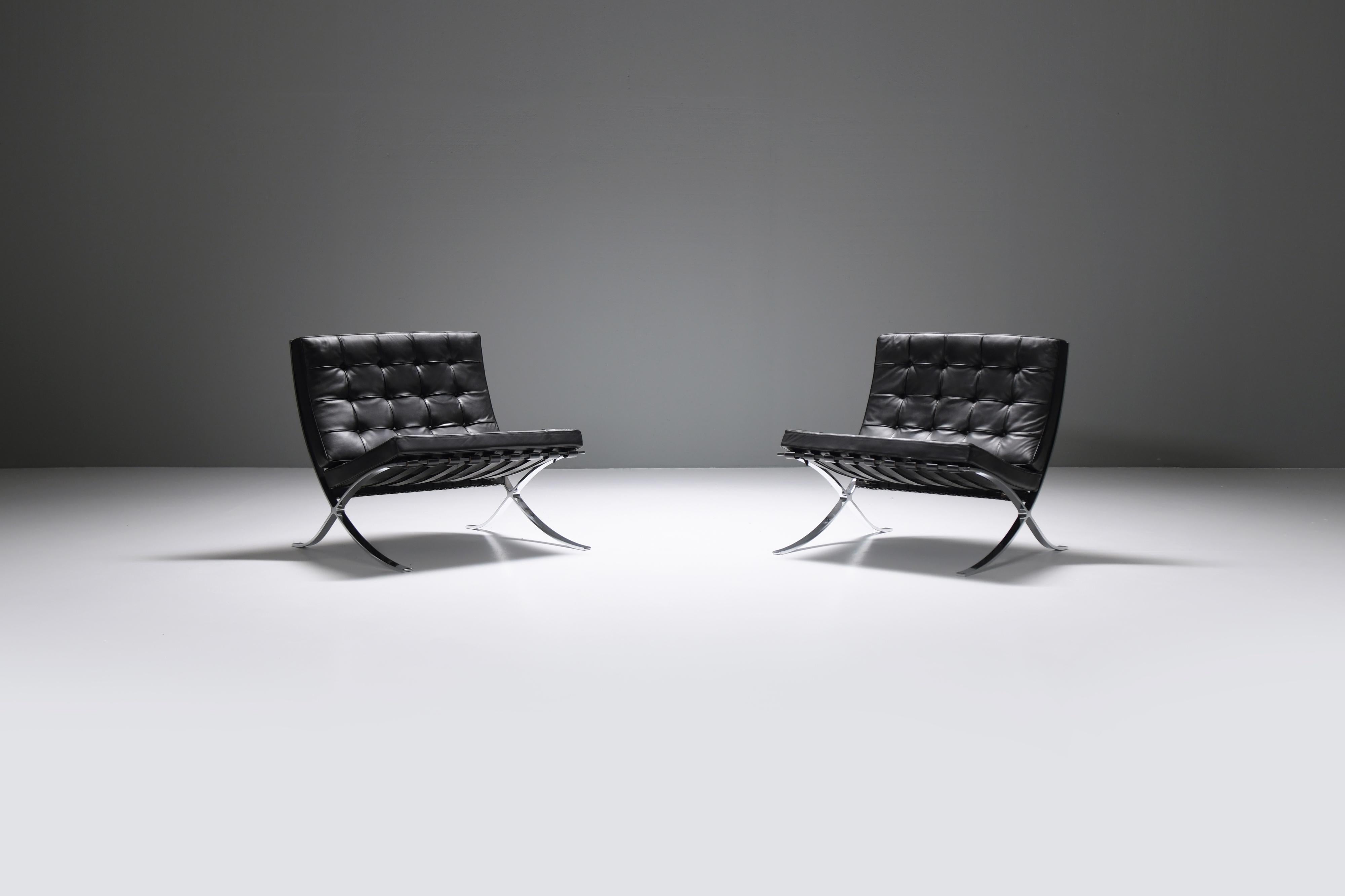 Vintage Set Of Barcelona Chairs Ludwig Mies Van Der Rohe Knoll 
