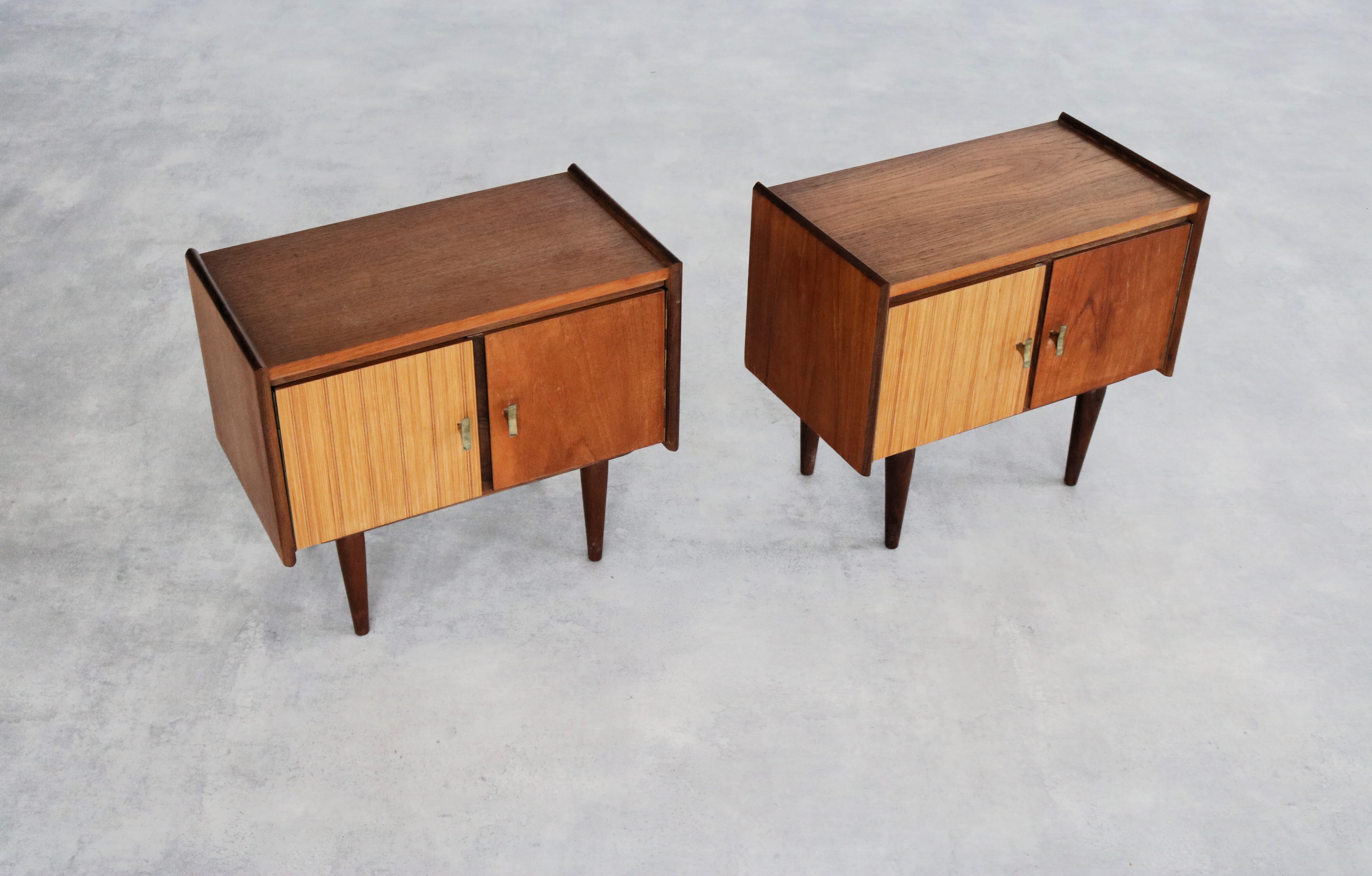 Mid-20th Century  vintage set of bedside tables  cupboards  60s  Sweden 