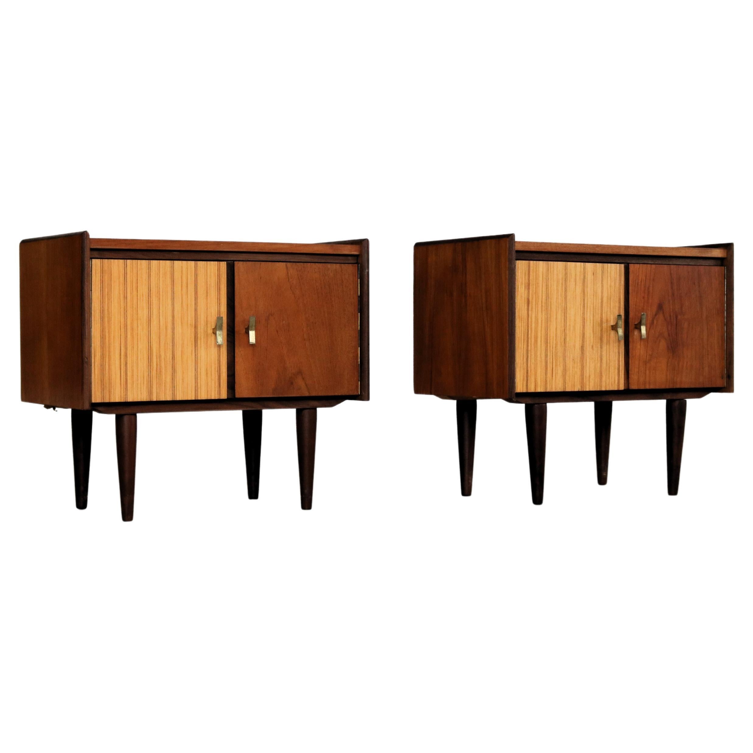  vintage set of bedside tables  cupboards  60s  Sweden 