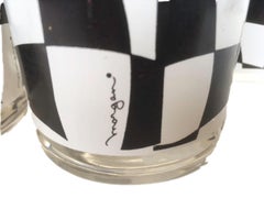 Vintage Set of Black and White Op-Art / Psychedelic Rocks Glasses, Signed Morgan