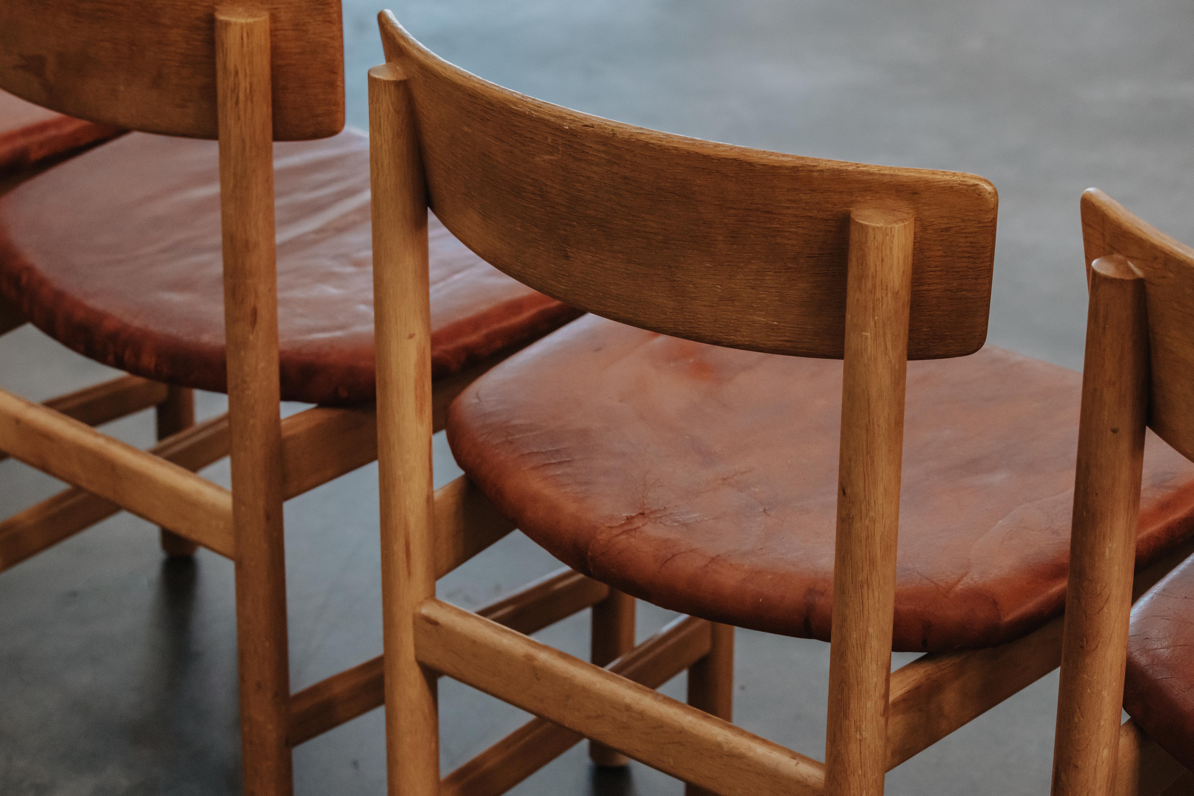 European Vintage Set Of Borge Mogensen Dining Chairs From Denmark, Circa 1970 For Sale