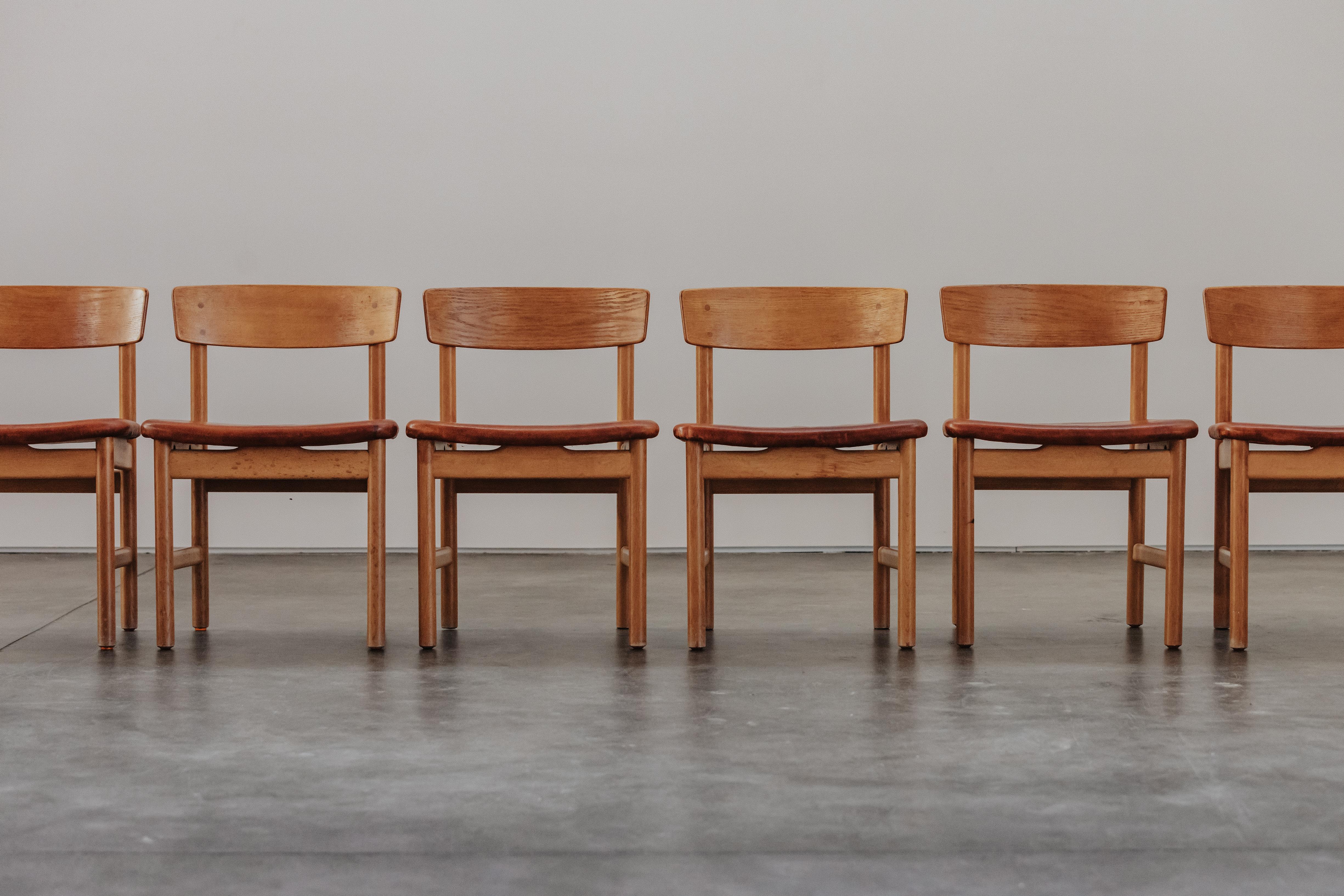 Vintage Set Of Borge Mogensen Dining Chairs From Denmark, Circa 1970 For Sale 1
