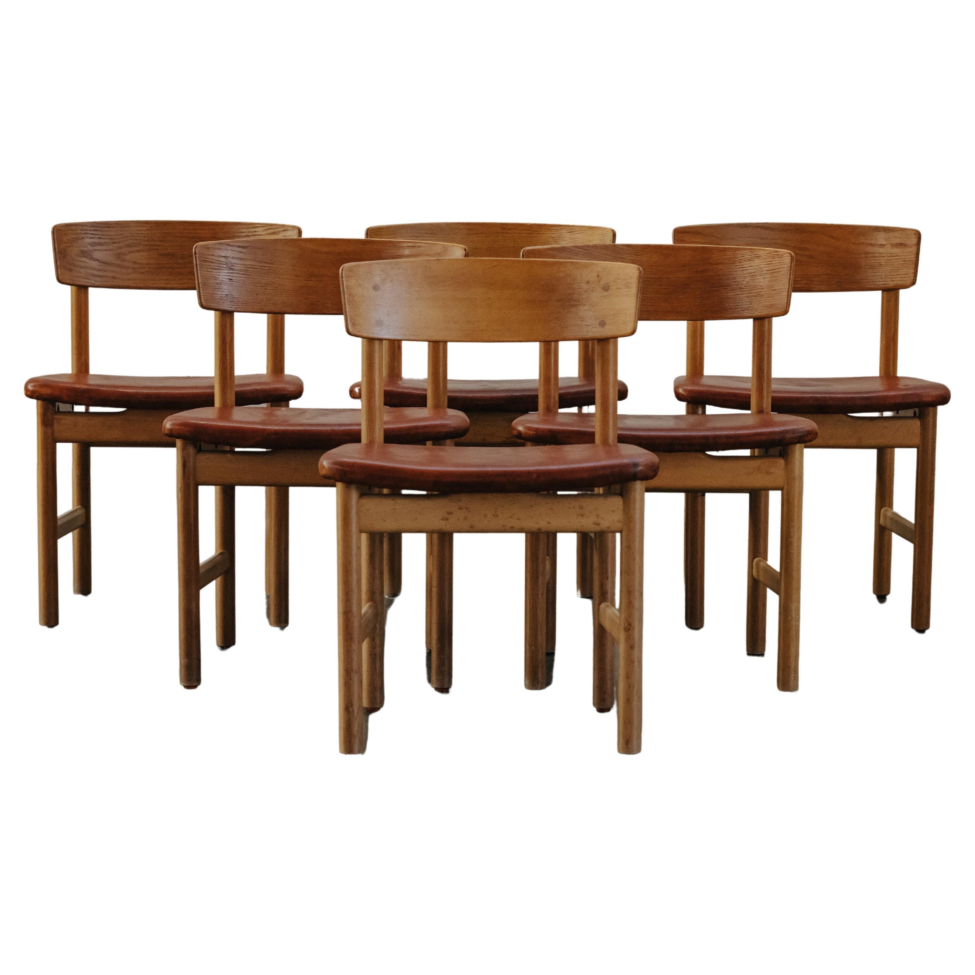 Vintage Set Of Borge Mogensen Dining Chairs From Denmark, Circa 1970 For Sale