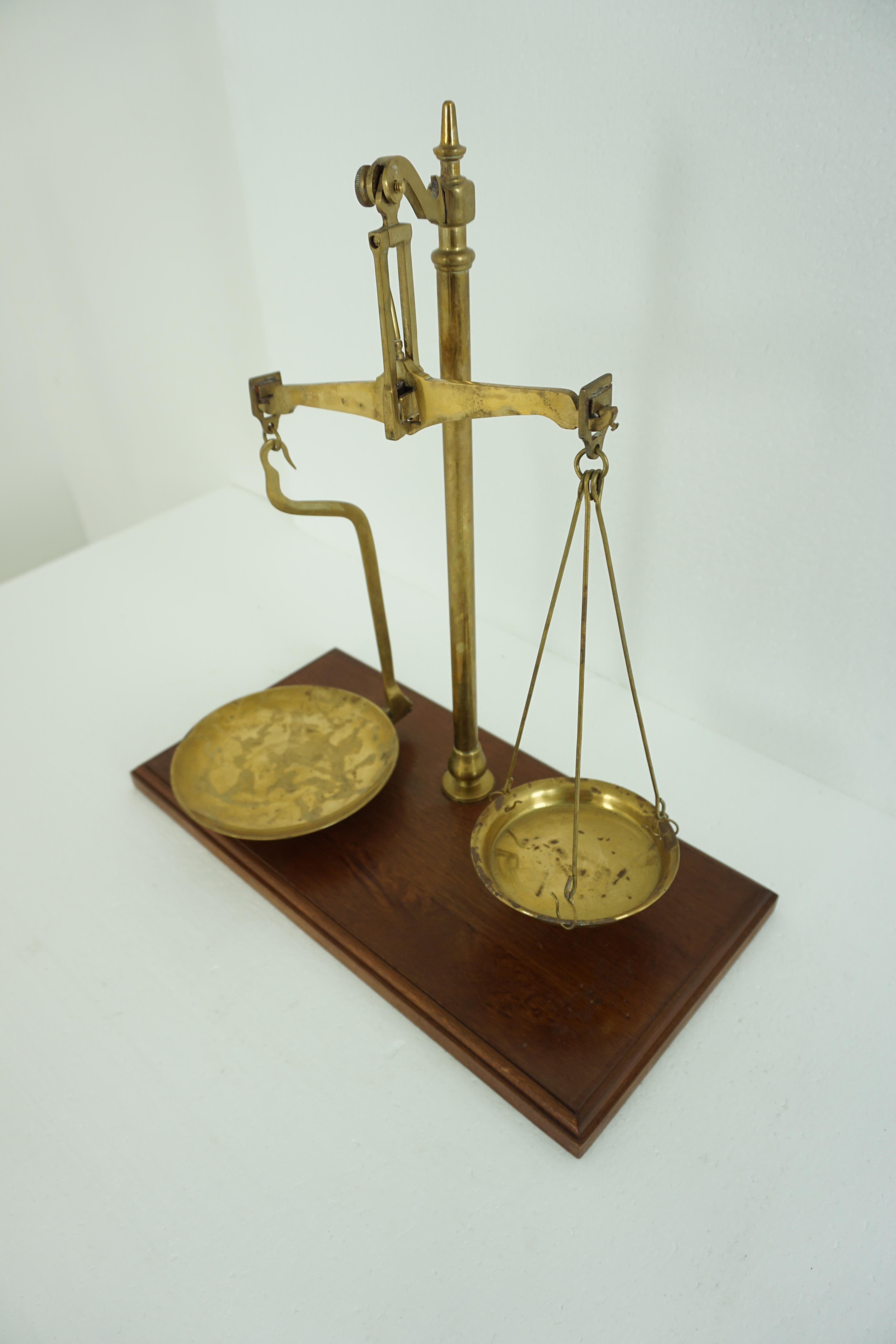 Mid-20th Century Vintage Set of Brass Grocer's Dairy Scales, Scotland, 1930s, 1967