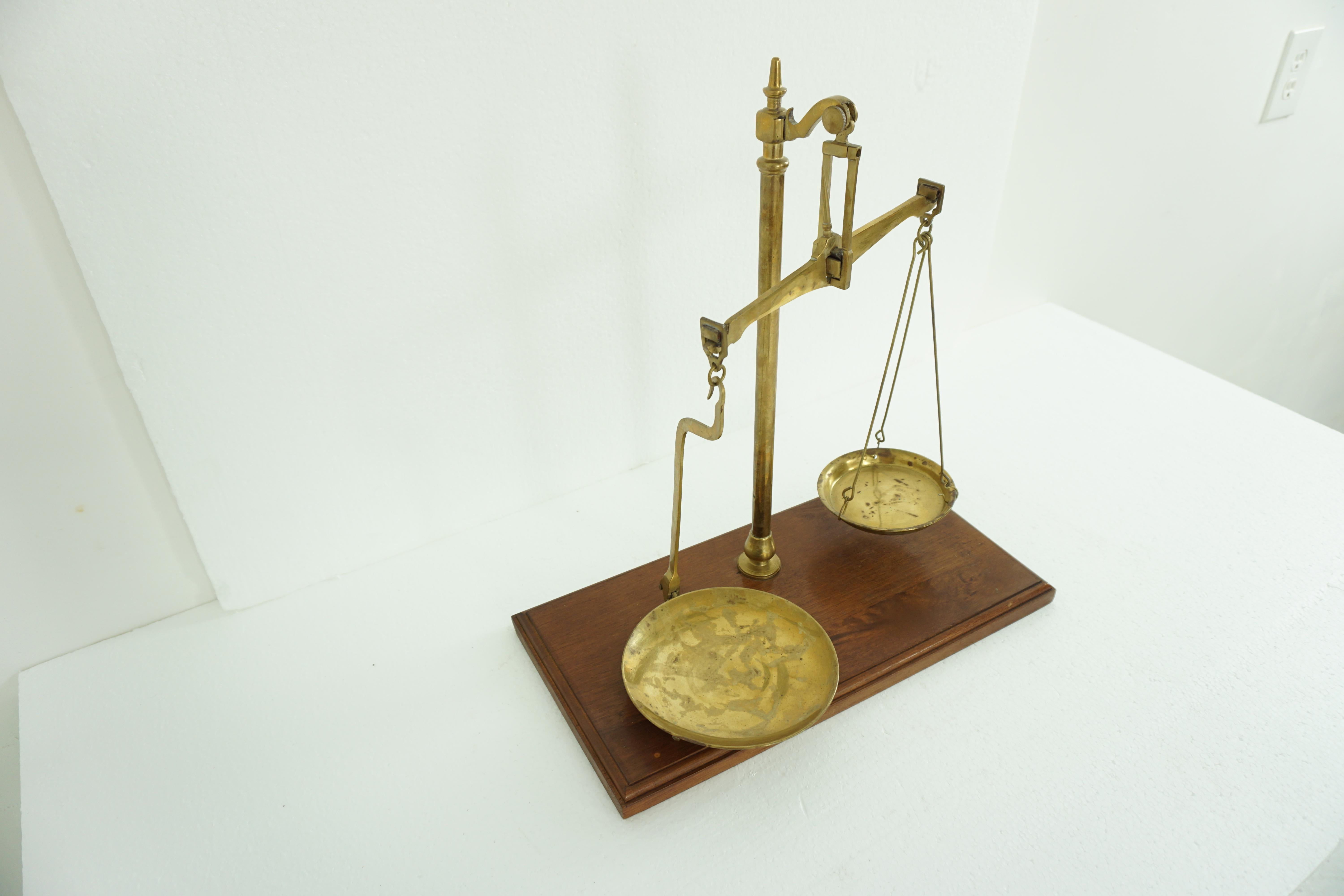 Vintage Set of Brass Grocer's Dairy Scales, Scotland, 1930s, 1967 4
