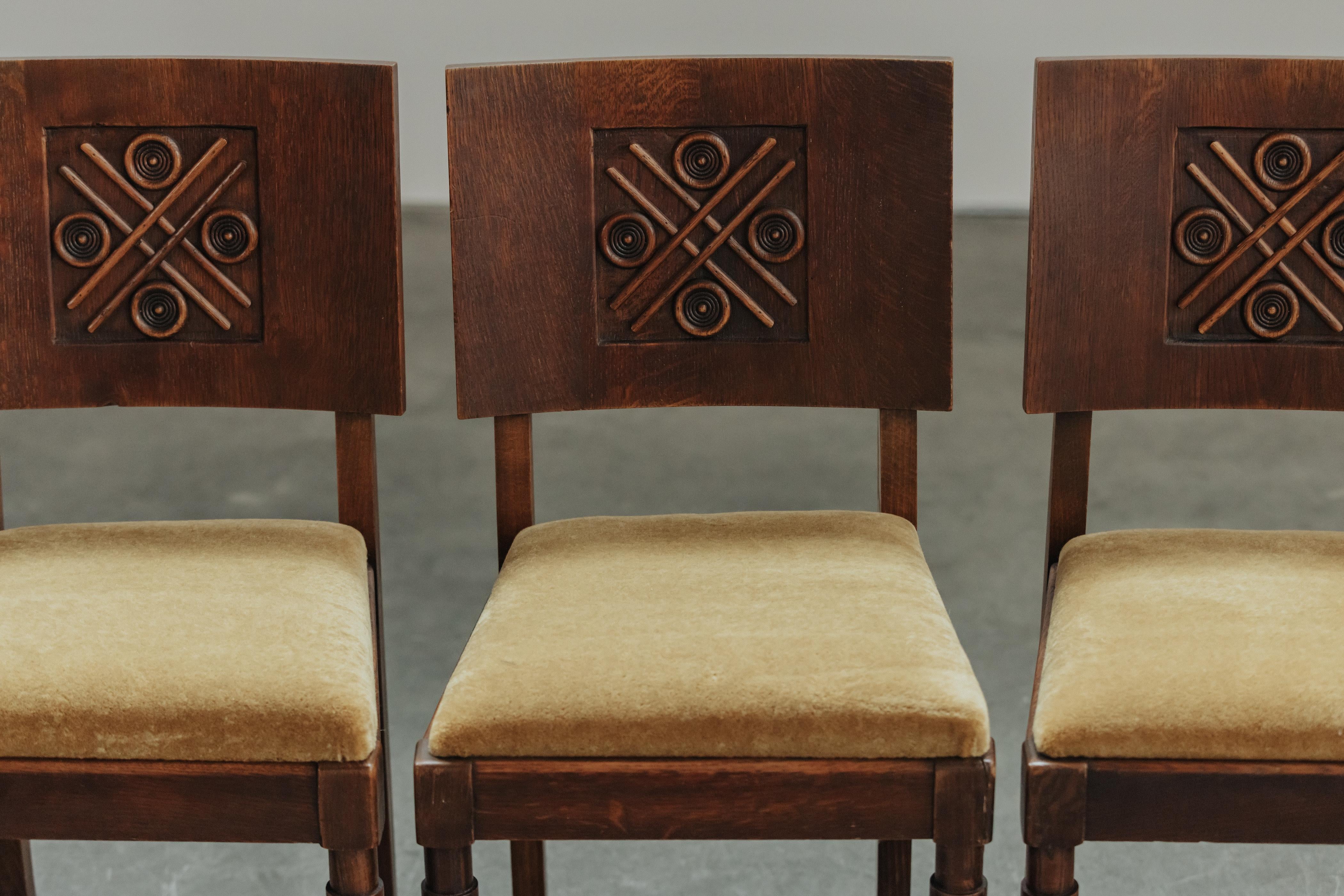 Vintage Set Of Charles Dudouyt Dining Chairs From France, Circa 1960 In Good Condition For Sale In Nashville, TN