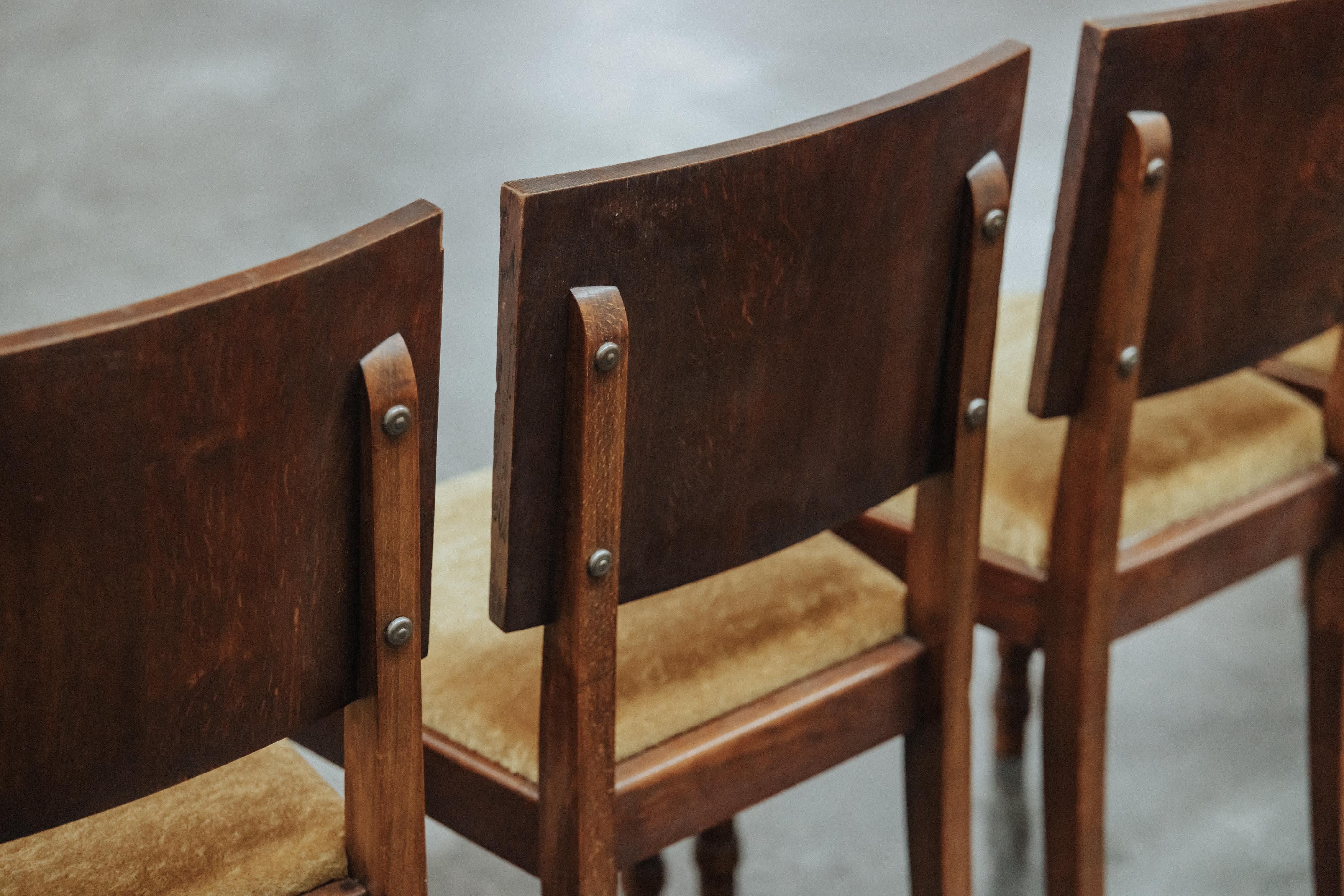 Vintage Set Of Charles Dudouyt Dining Chairs From France, Circa 1960 For Sale 1