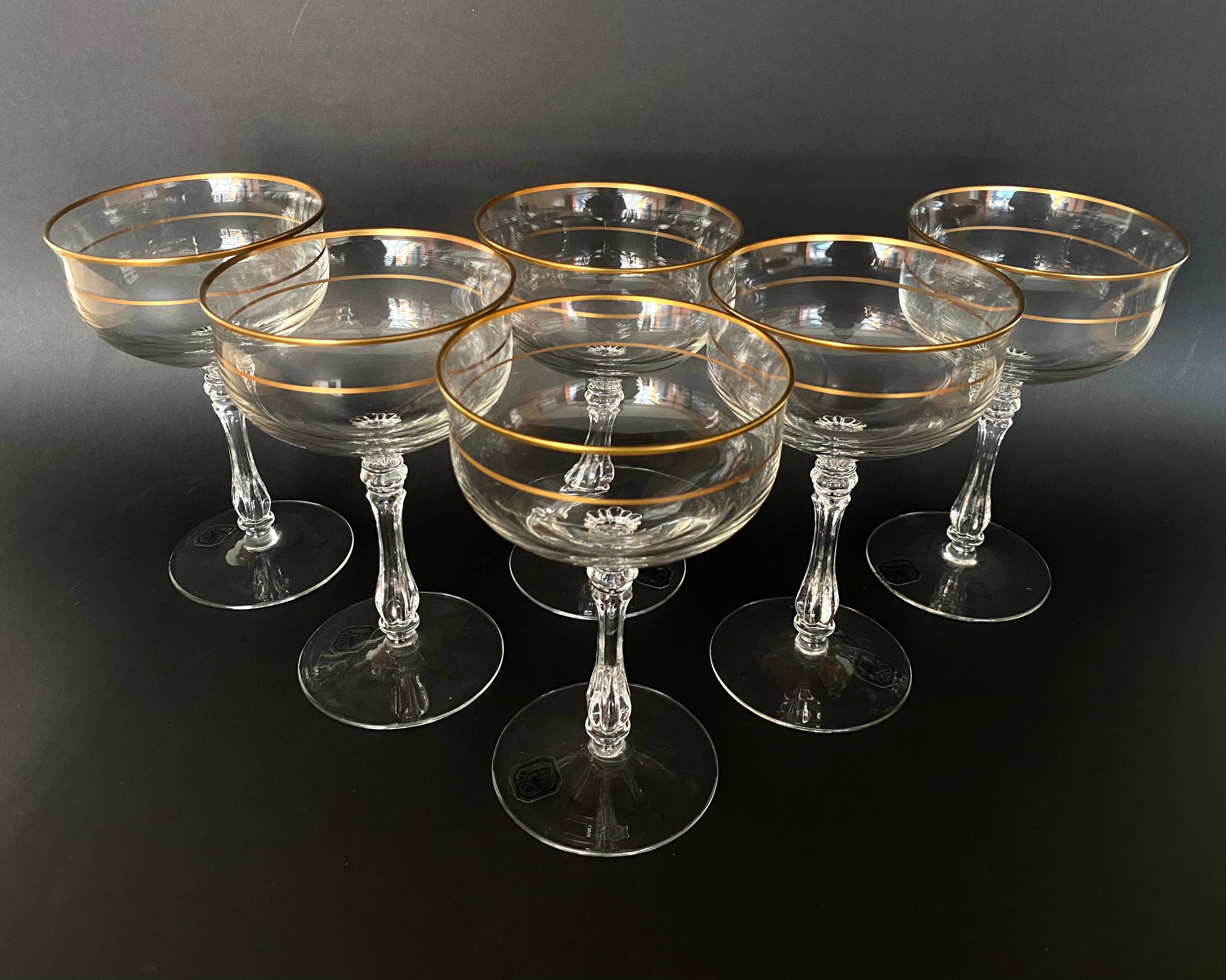 Vintage-Set Champagner-/Cocktailgläser aus Kristall von Gallo, Deutschland, 1970er Jahre im Zustand „Hervorragend“ im Angebot in Bastogne, BE