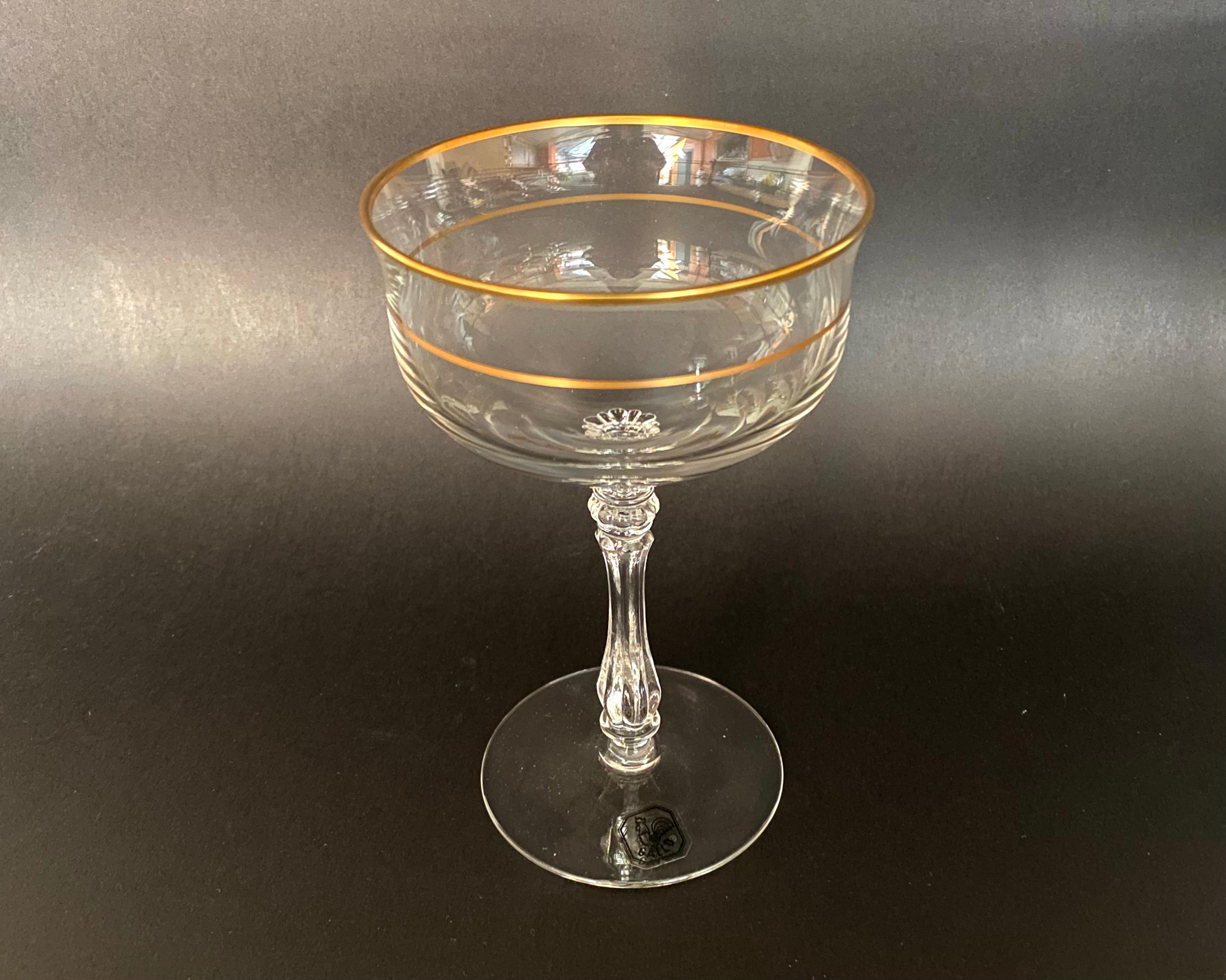 Juego vintage de copas de cristal para champán/cóctel de Gallo, Alemania, años 70 en Excelente estado para la venta en Bastogne, BE