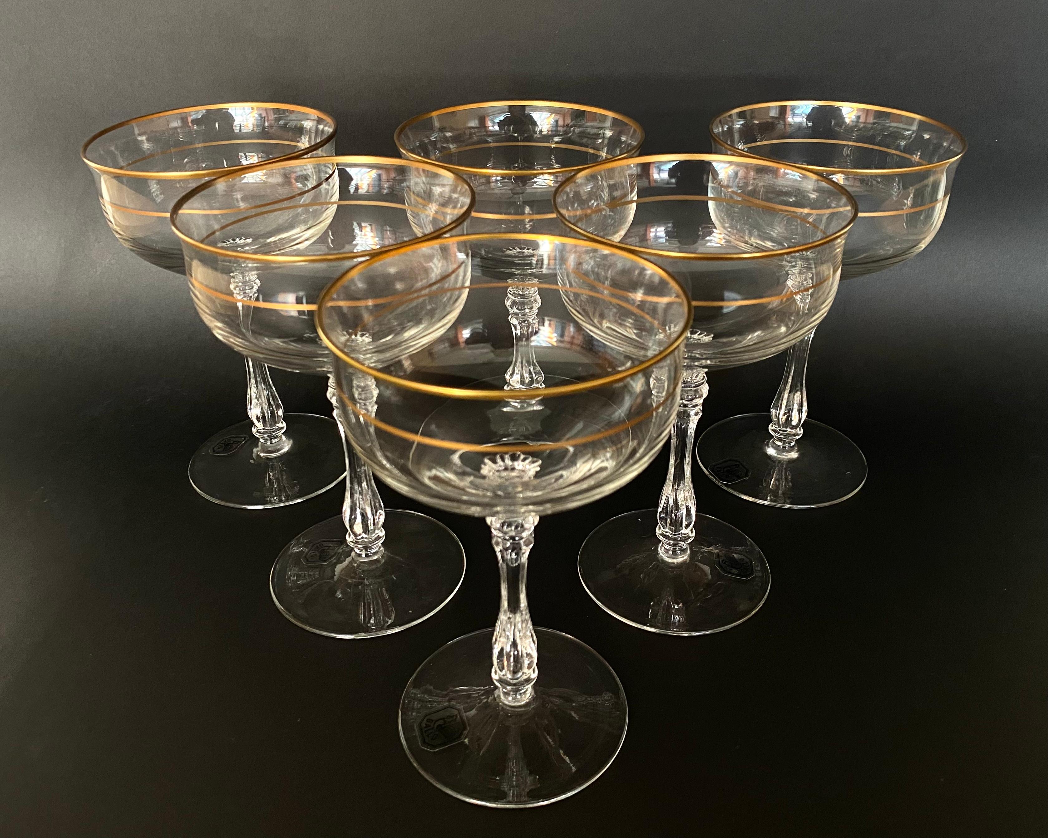 Late 20th Century Vintage Set of Crystal Champagne/Cocktail Glasses by Gallo, Germany, 1970s For Sale
